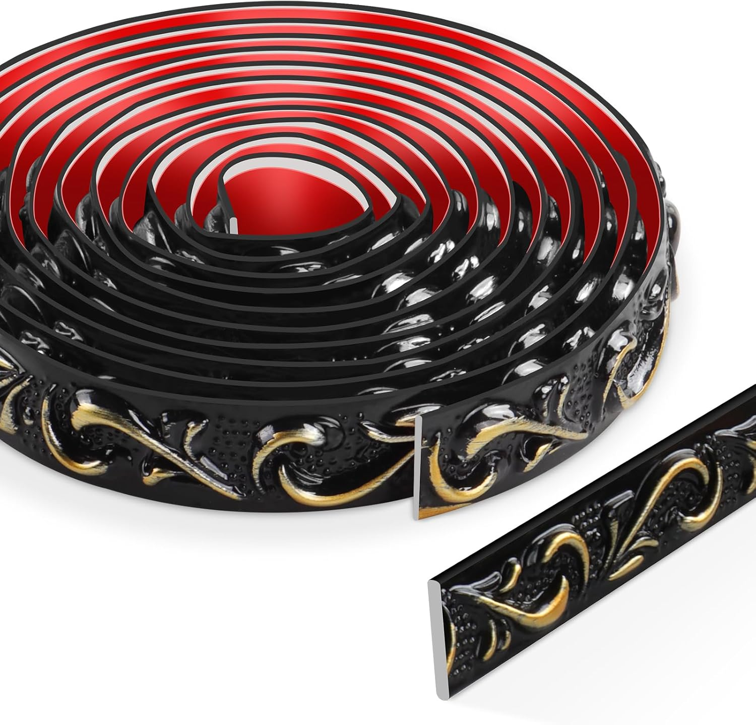 6 Meters Peel and Stick Wall Trim, 3D Moulding Trim, Self-Adhesive Ceiling Coving for Mirror Frames, Cabinet Doors, Door Frames, Ceilings, Home Decorations(Champagne Gold)