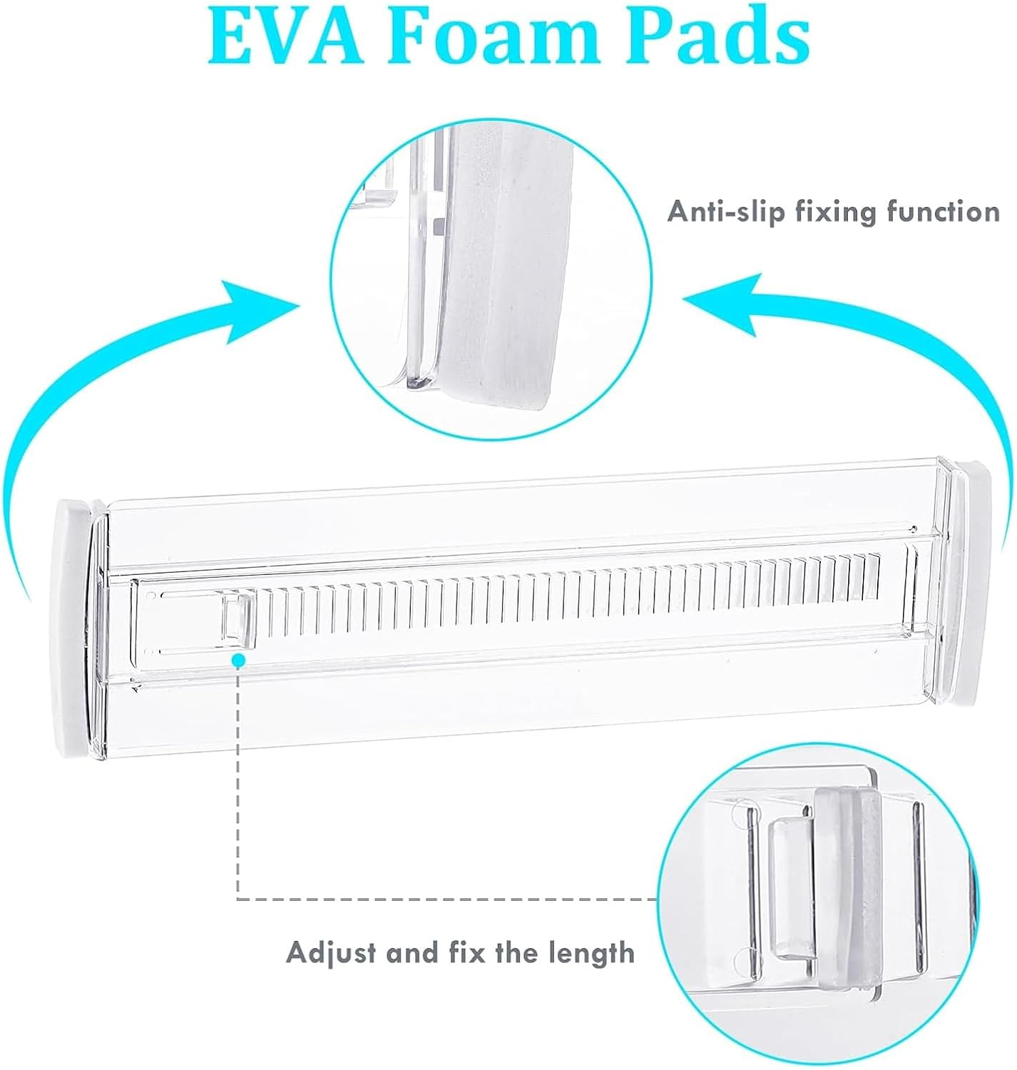 Goyuhome 6 Pack Drawer Dividers, Adjustable 3.2" High Expandable from 11"-20" Clear Plastic Organizers for Clothes, Kitchen Utensils and Office Storage image number 2