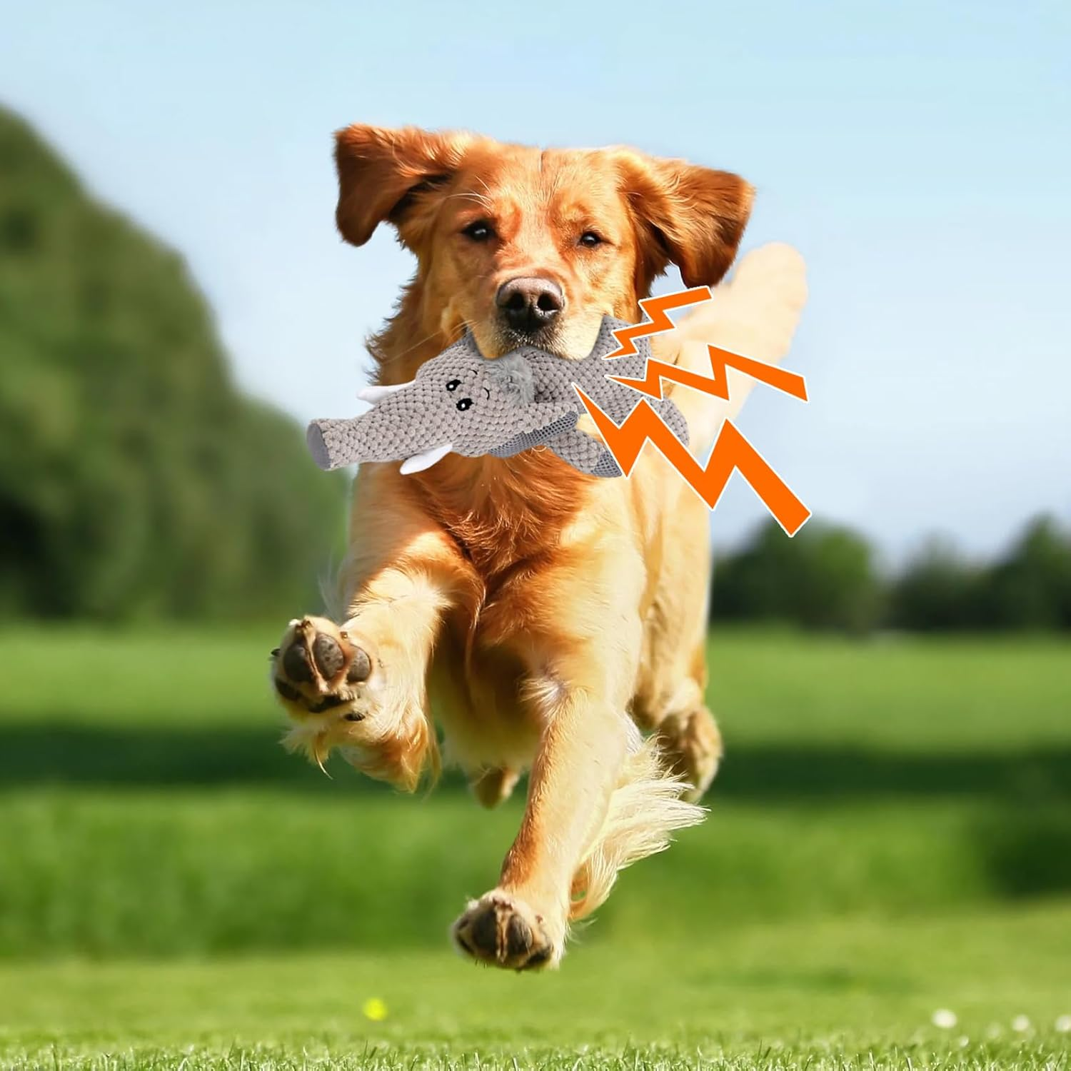 DBAILY Squeaky Dog Toys 2 PCS Plush Puppy Toy with Cotton Material No Stuffing Dog Toy for Aggressive Chewers Interactive Dental Cleaning Pet Chew Toy for All Breed Sizes Dog(Lion Elephant) image number 3