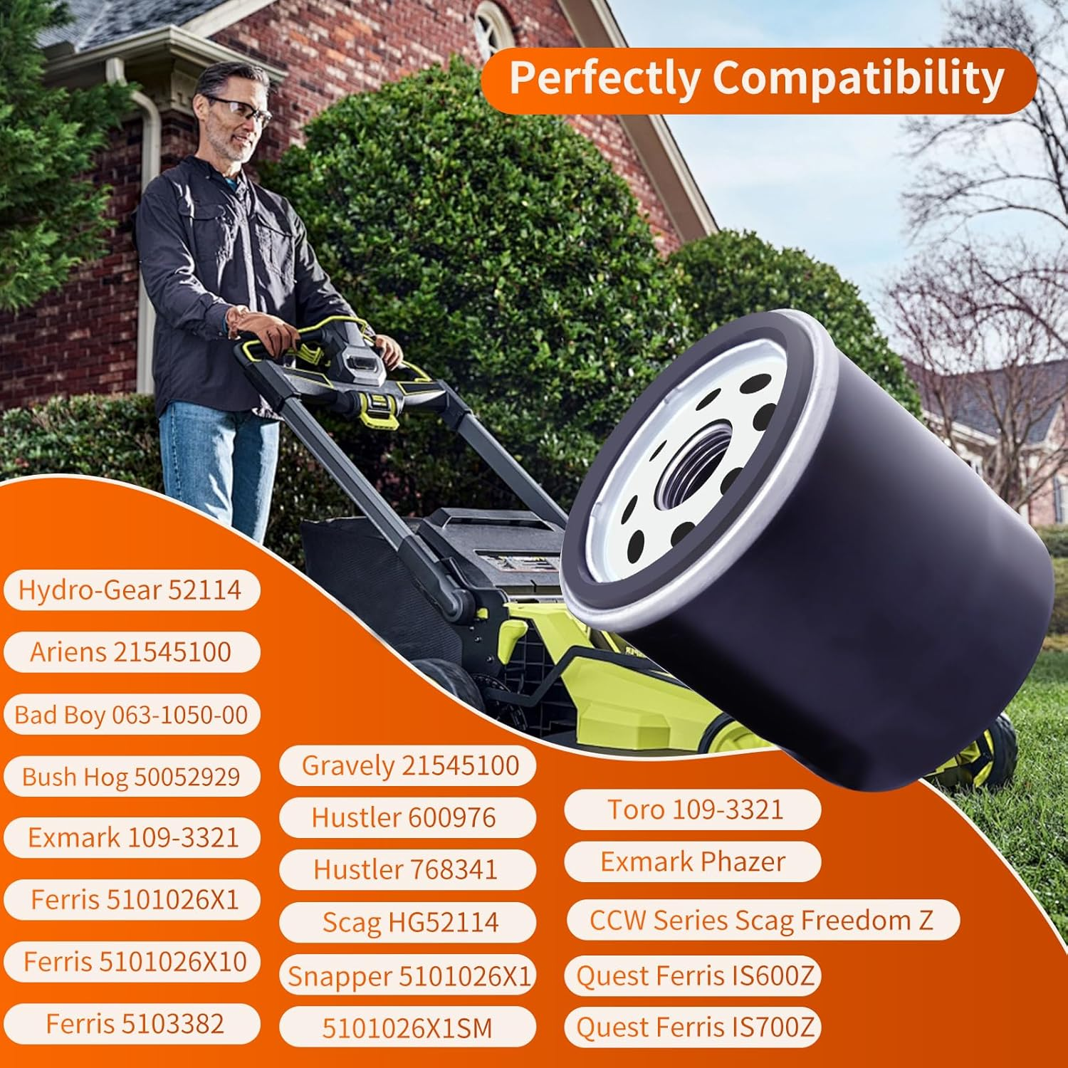 2 Pack 52114 Oil Filters Compatible with Hydro-Gear 52114, Transmission Filter Fits for Toro 109-3321, for Ariens 21545100，For Husqvarna 539113466 image number 3