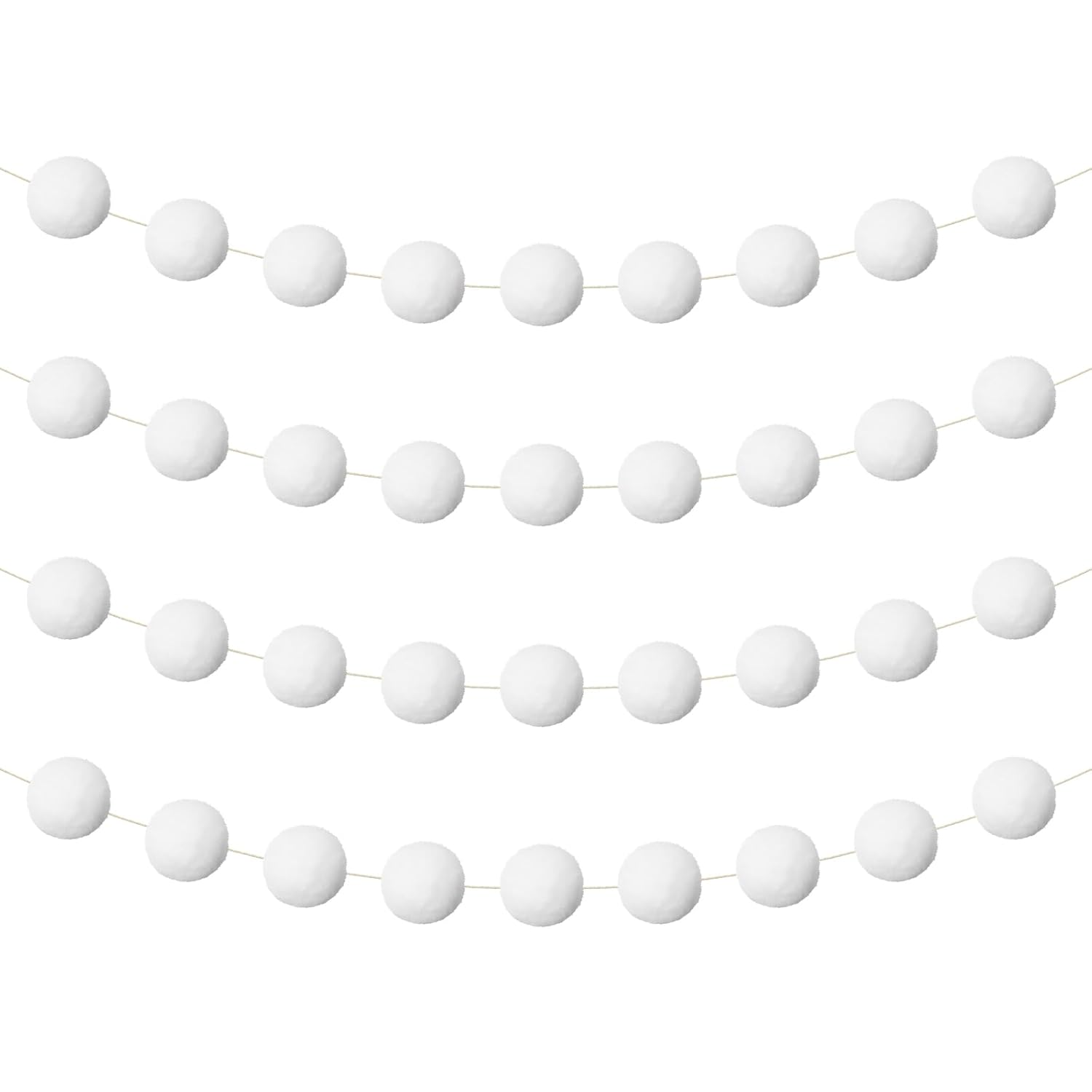 Tegeme 4 Pieces Felt Pom Poms Garland Ball 6.6Ft Hanging Banner Ball Garland for Wall Decoration Festivals Room Home Wedding Birthday Party(Black)