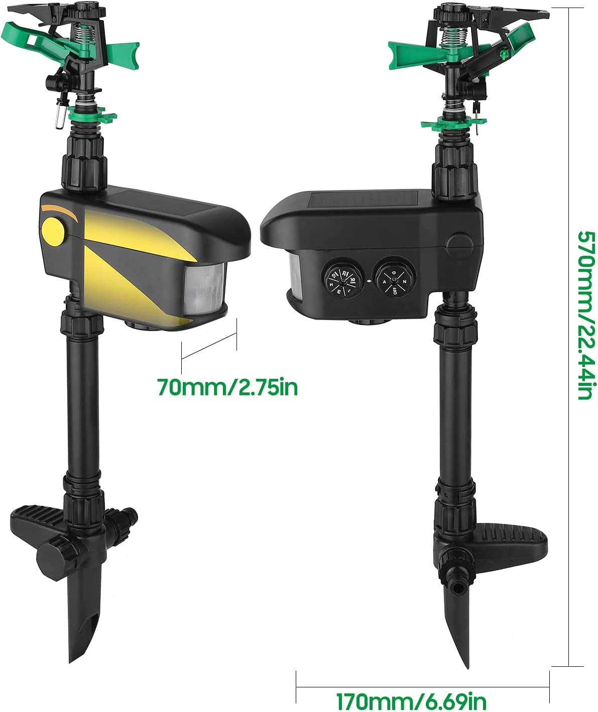 Solar Power Motion-Activated Sprinkler Animal Repeller with 3 Time Modes Adjustable Spray Angle & Sprinkle Distance for Garden Farm image number 5