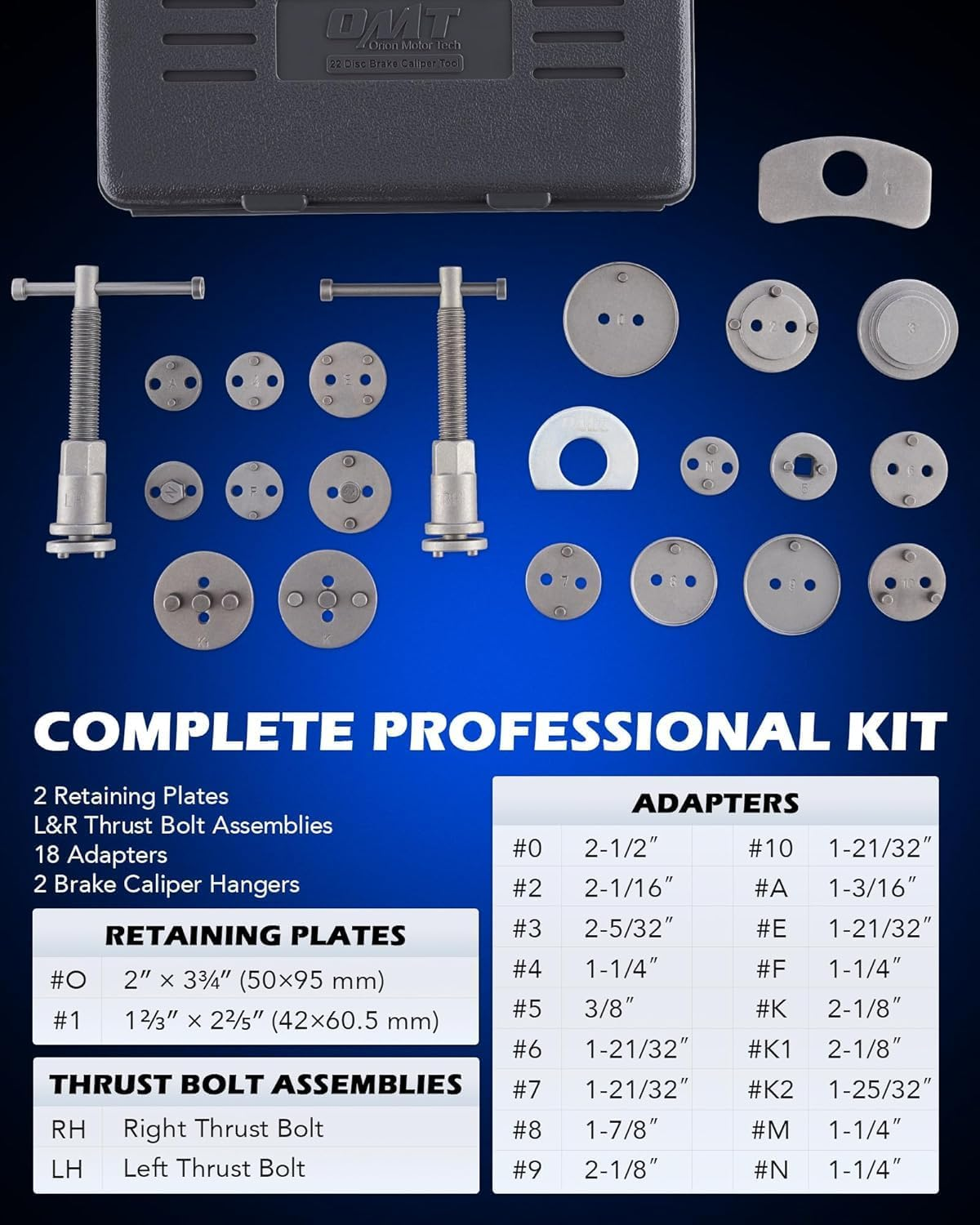 24Pcs Heavy Duty Disc Brake Piston Caliper Compressor Rewind Tool Set and Wind Back Tool Kit for Brake Pad Replacement Reset, Fits Most American, European, Japanese Autos Black image number 5