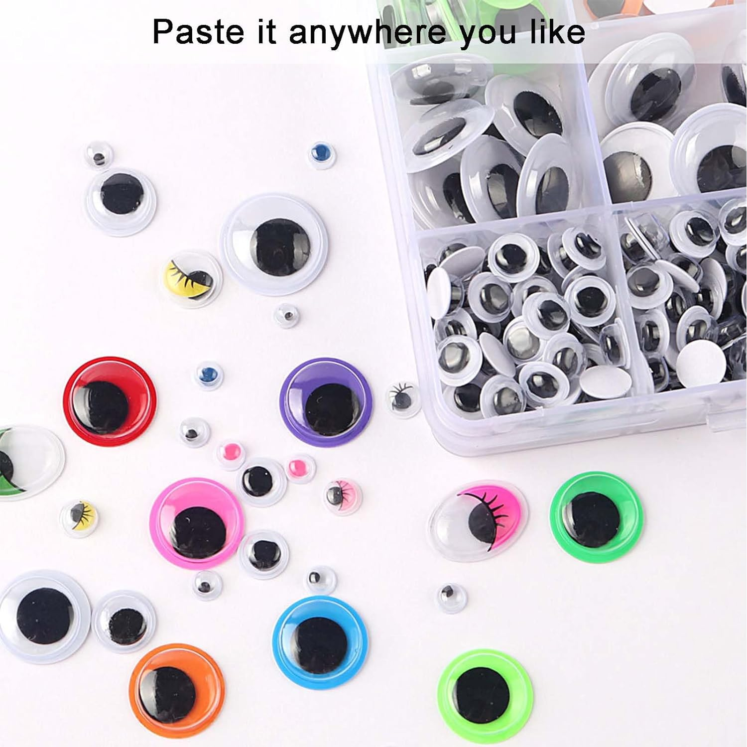 YBAONAN 1700Pcs Googly Eyes Self Adhesive，4-25Mm Googly Eyes for Crafts，Multiple Sizes and Colors Googly Eys for DIY Handicrafts image number 4