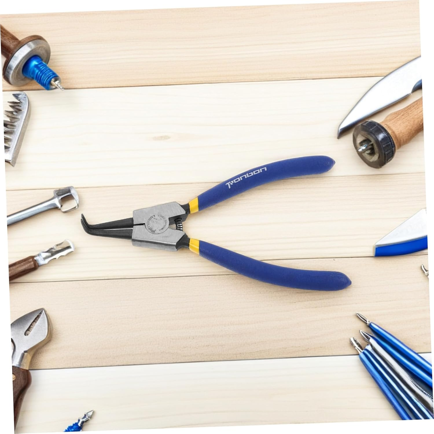 Tofficu 2Pcs Locking Pliers Bent Nose Circlip Tools for Internal External High for Automotive Repairs Efficient Installation Removal image number 1