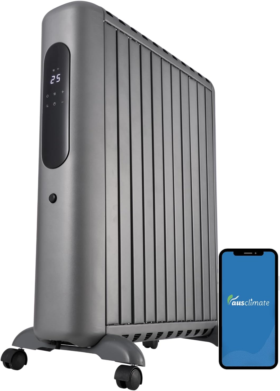 Ausclimate 2400W 11 Fin Smart Enclosed Oil Column Heater, Portable Home Heater with 24-Hour Timer, Suitable for Medium-Sized Rooms up to 35M2, Compatible with Alexa and Google Home, Grey image number 4