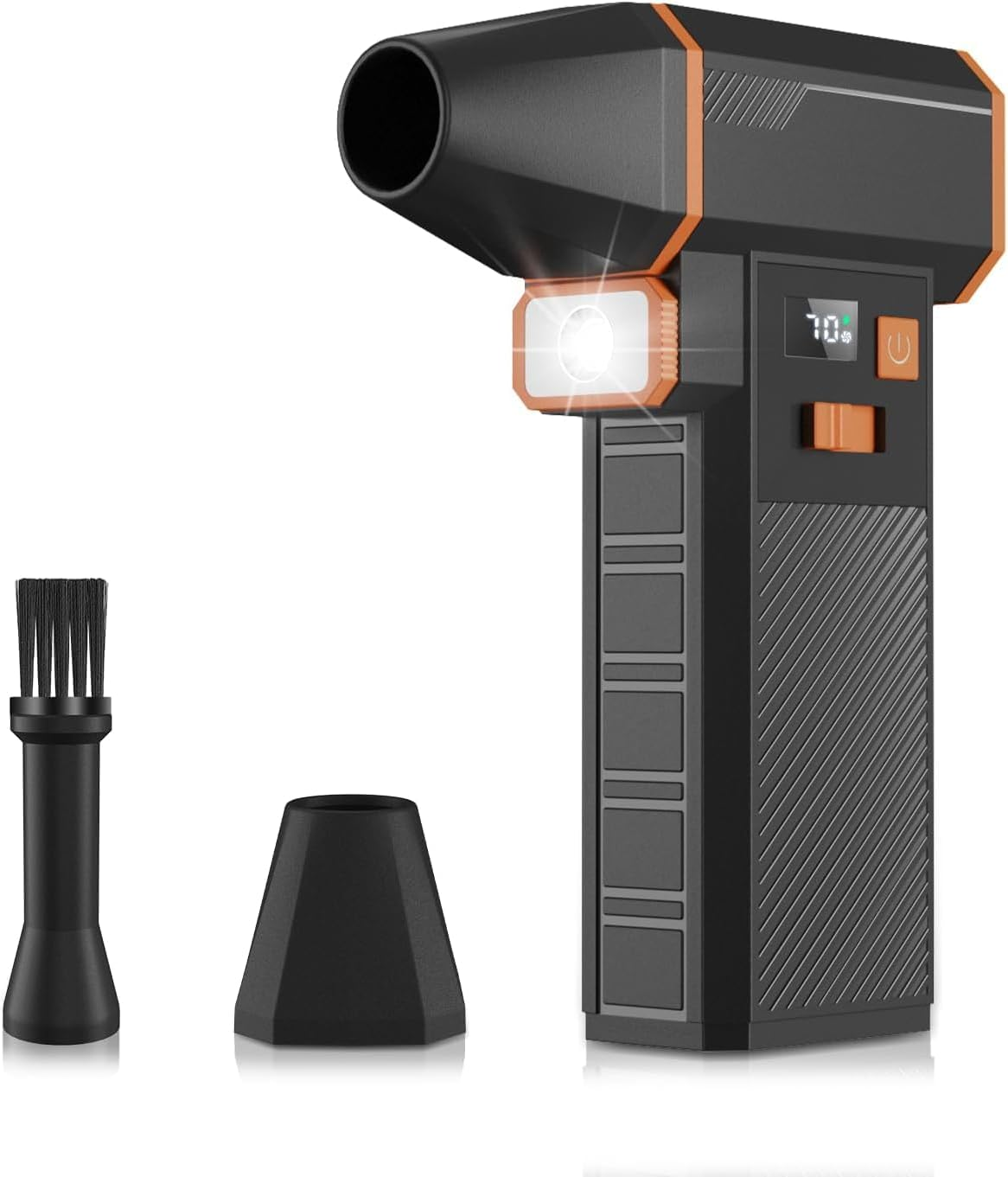 Electric Air Duster,350000Rpm Air Mini Blower with 1 Nozzle&Cleaning Brush, Rechargeable Compressed Air Duster with LED Light, Ideal for Home, Bed,Computer, Keyboard, Car, Pet Hair and Outdoor image number 2