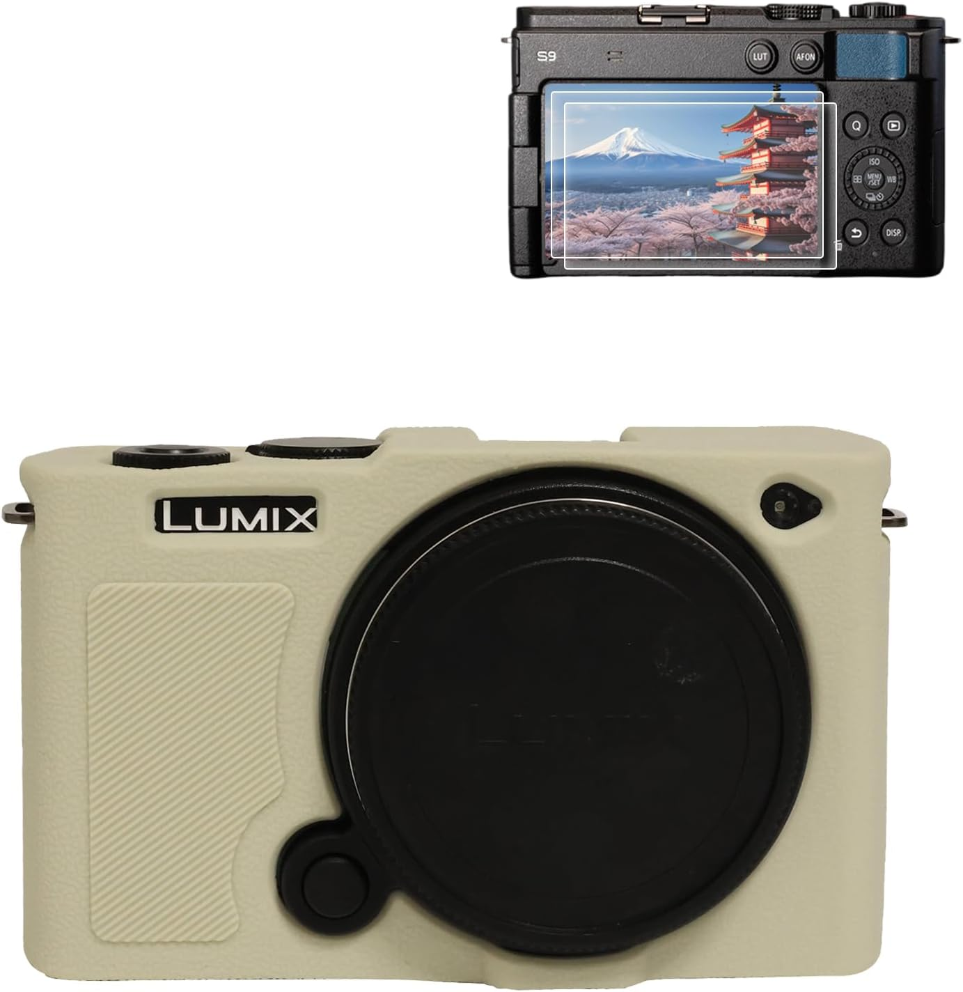 Rieibi Silicone Case for Panasonic Lumix DC-S9 Camera Case with 2PCS Screen Protector,Lightweight Camera Case for Panasonic Lumix S9 Case, Off-White, Camera Case image number 6