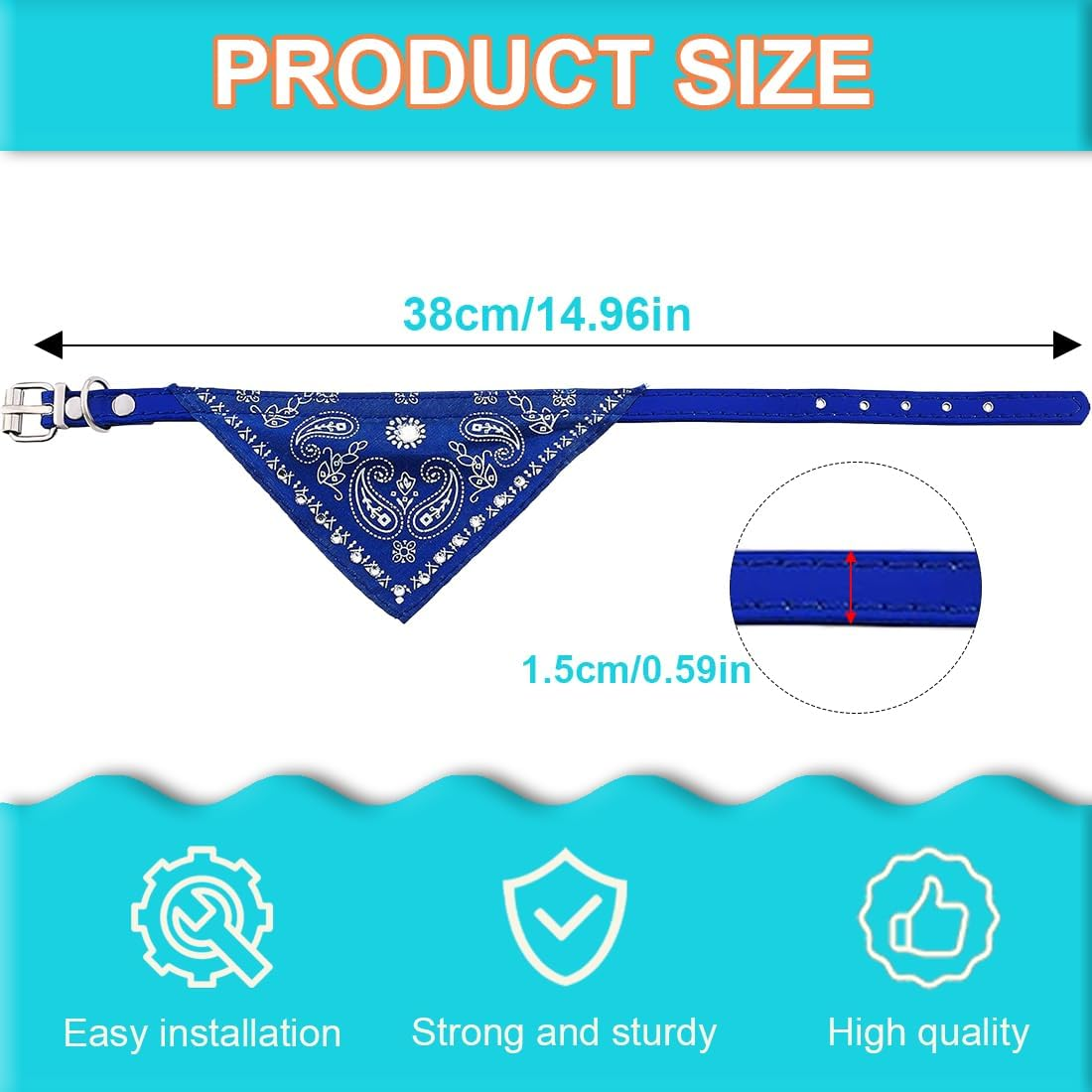 Bandana for Dogs, Headscarves, Dog Neckerchief, Triangular Scarf, Washable Cotton Dog Bandanas for Small, Medium, Large Dogs and Cats (1.5 X 38 Cm) image number 4