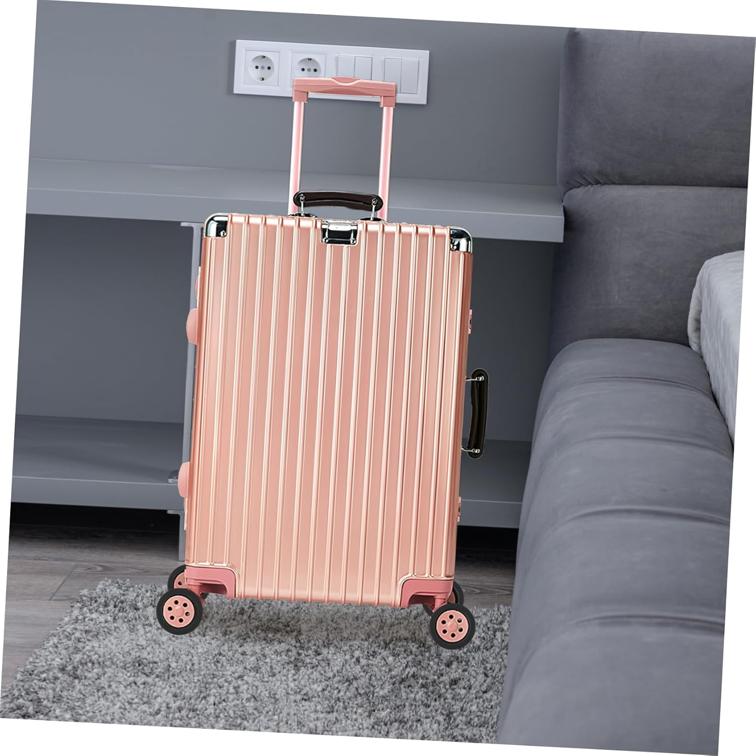 FUNOMOCYA 8Pcs Rubber Luggage Wheel Covers for Suitcases Noise-Reducing Dark Black Suitcase Wheel Protectors Compatible with Hardwood Floors