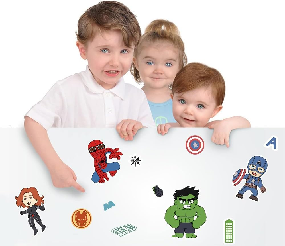 24 Pcs Sheets Cartoon Character Face Stickers for Kids Toddlers with 8 Styles,Make Your Own Face Stickers for Boys Girls,Diy Face Stickers Pack for Classroom Party (11*16Cm Cartoon Superhero) image number 3