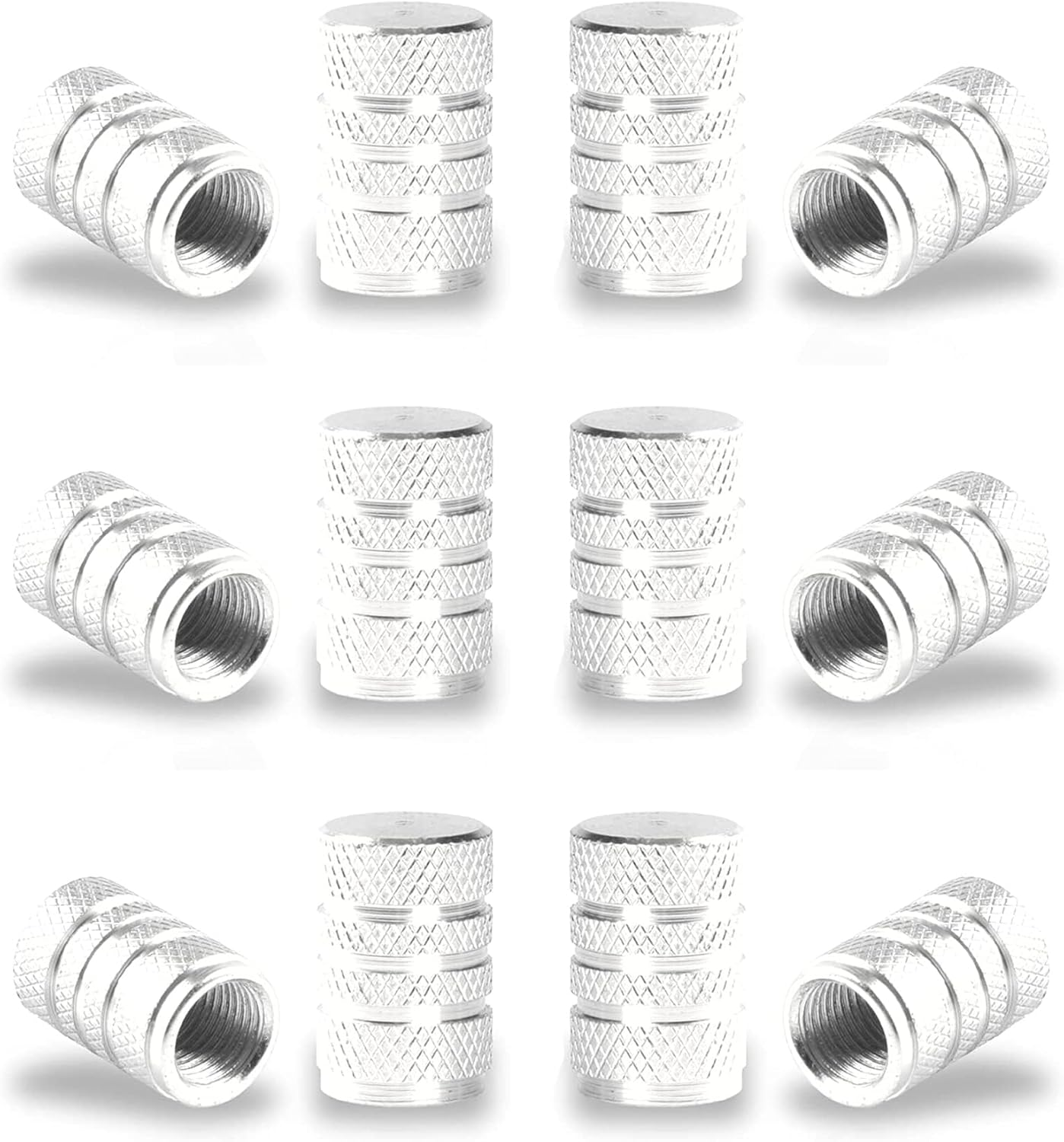 12PCS Tire Valve Stem Caps, Car Exterior Accessories, Aluminum Alloy Valve Cover Universal for Cars, Trucks, Motorcycles and Bicycles (Silver) image number 3