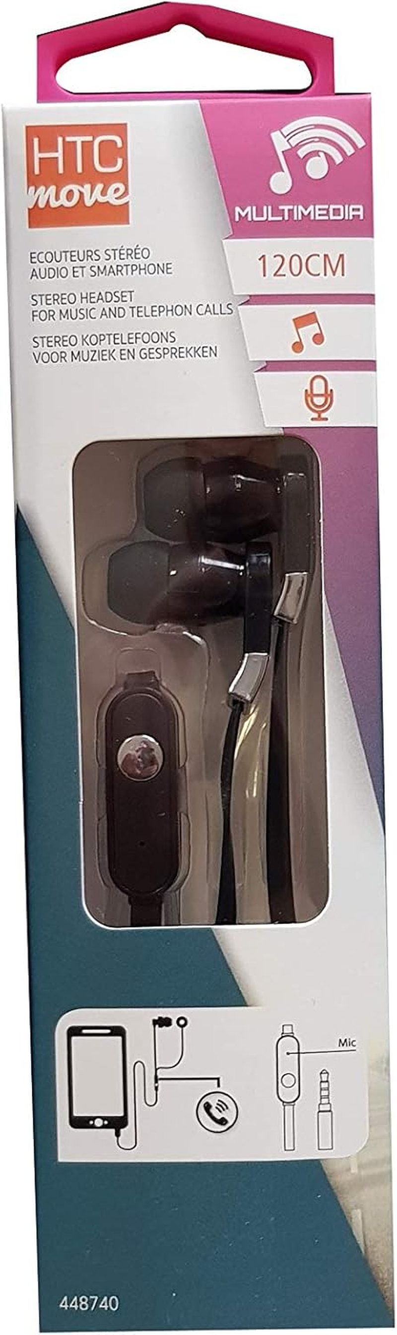 Smartphone Earphones with Microphone and Cable 1.2 M Black image number 1