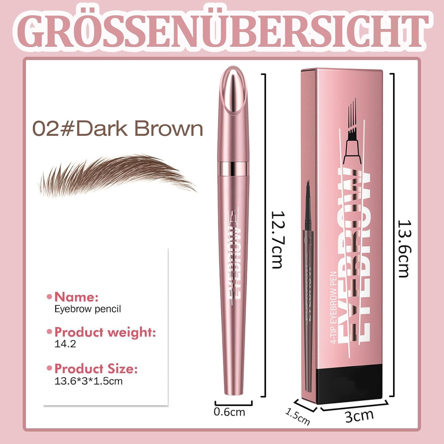 3D Waterproof Microblading Eyebrow Pencil with 4 Micro Fork Tips, Long-Lasting & Waterproof Brow Pencil Creates Effortless Natural Looking Brows (Natural Brown, 1 Piece) image number 5