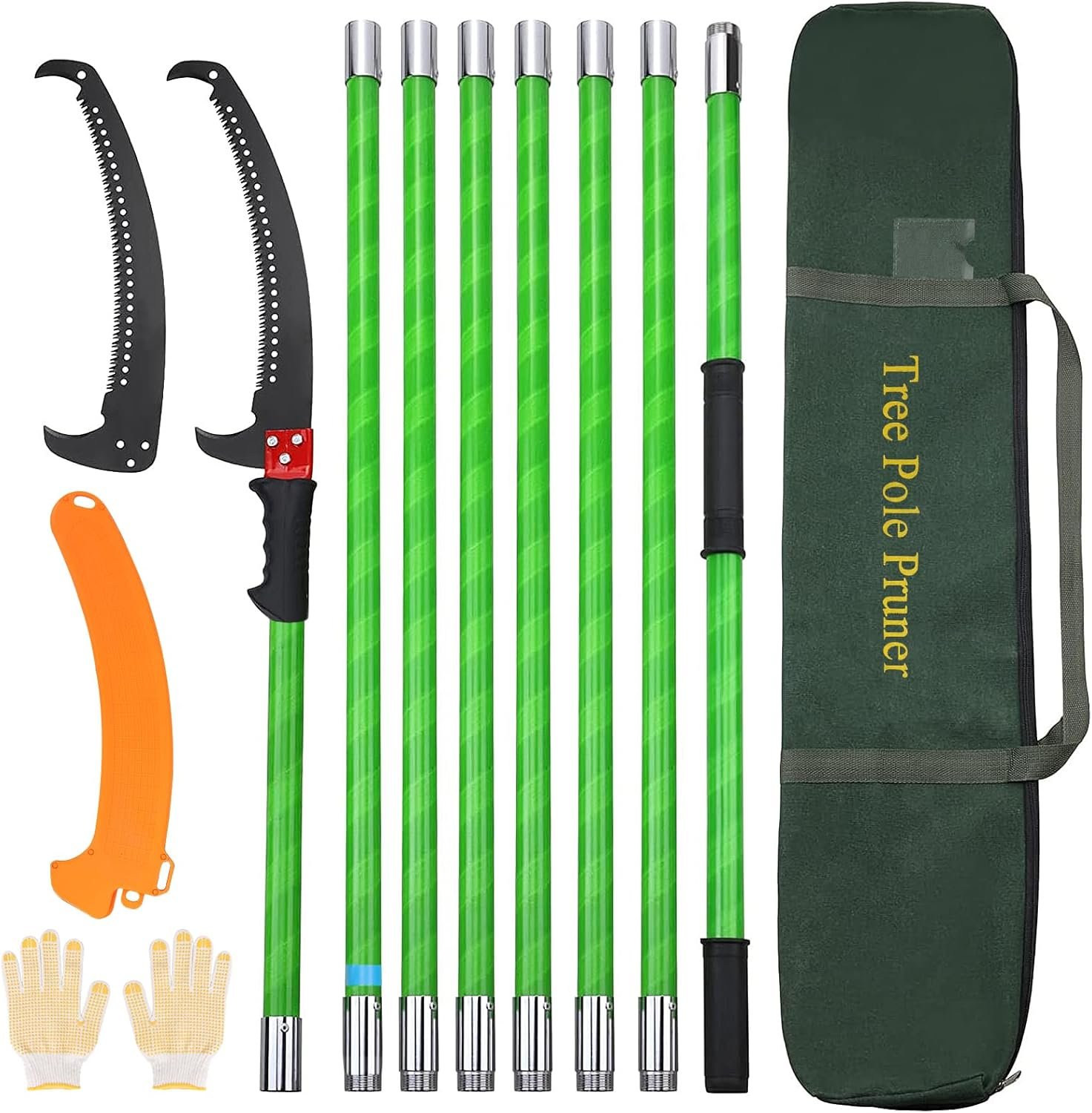 Kokorona Tree Pole Pruner Saws for Tree Trimming, 6.4-26 Ft Manual Tree Pole Branches Pruner Garden Tools Extendable Height with Pole Saw Blade