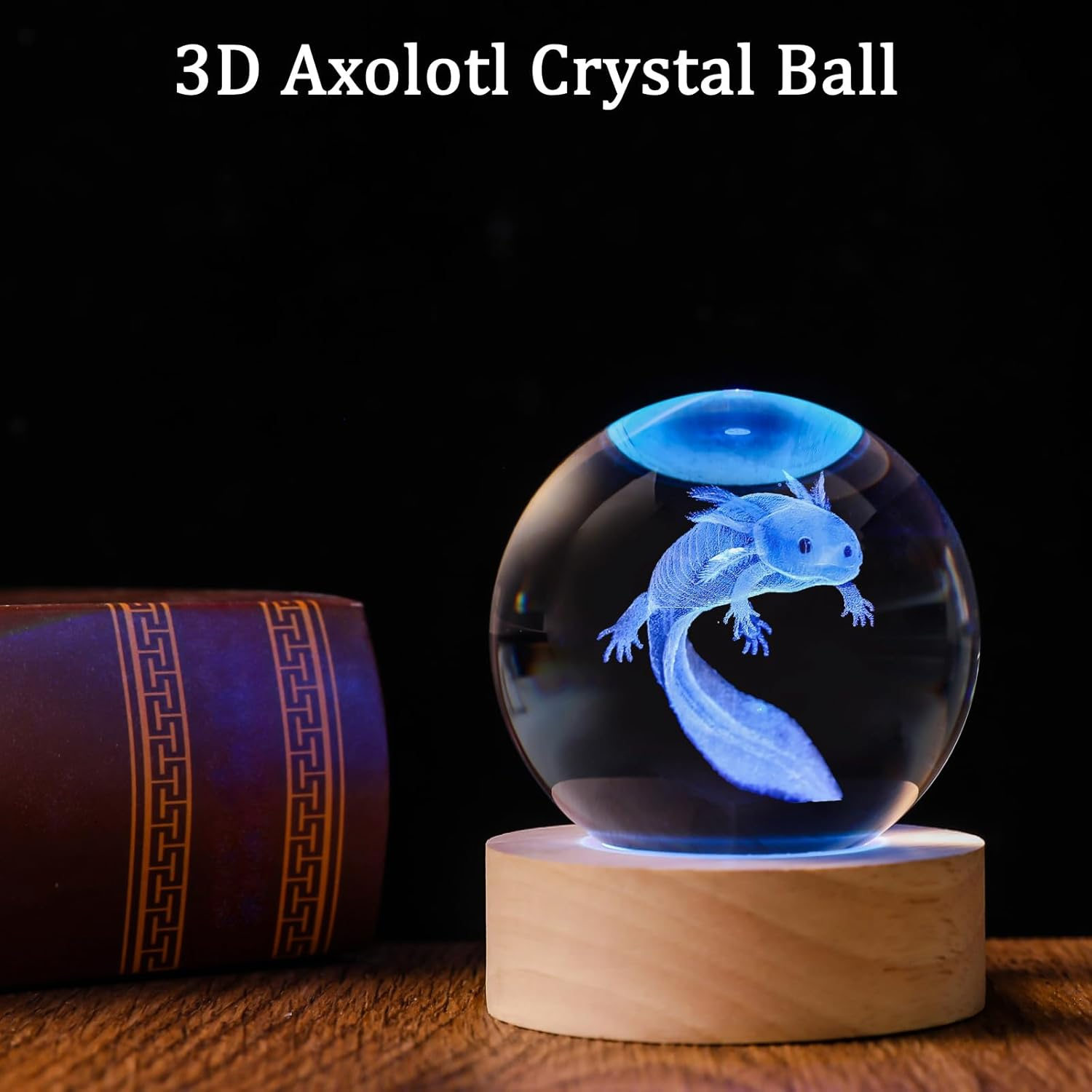 QIANRUNA 3D Axolotl 60Mm Crystal Ball Axolotl Night Light Lamp Toy Gifts for Women Wife Girlfriend Mom Couple Her Axolotl Figurine for Girls Boys Kids image number 6