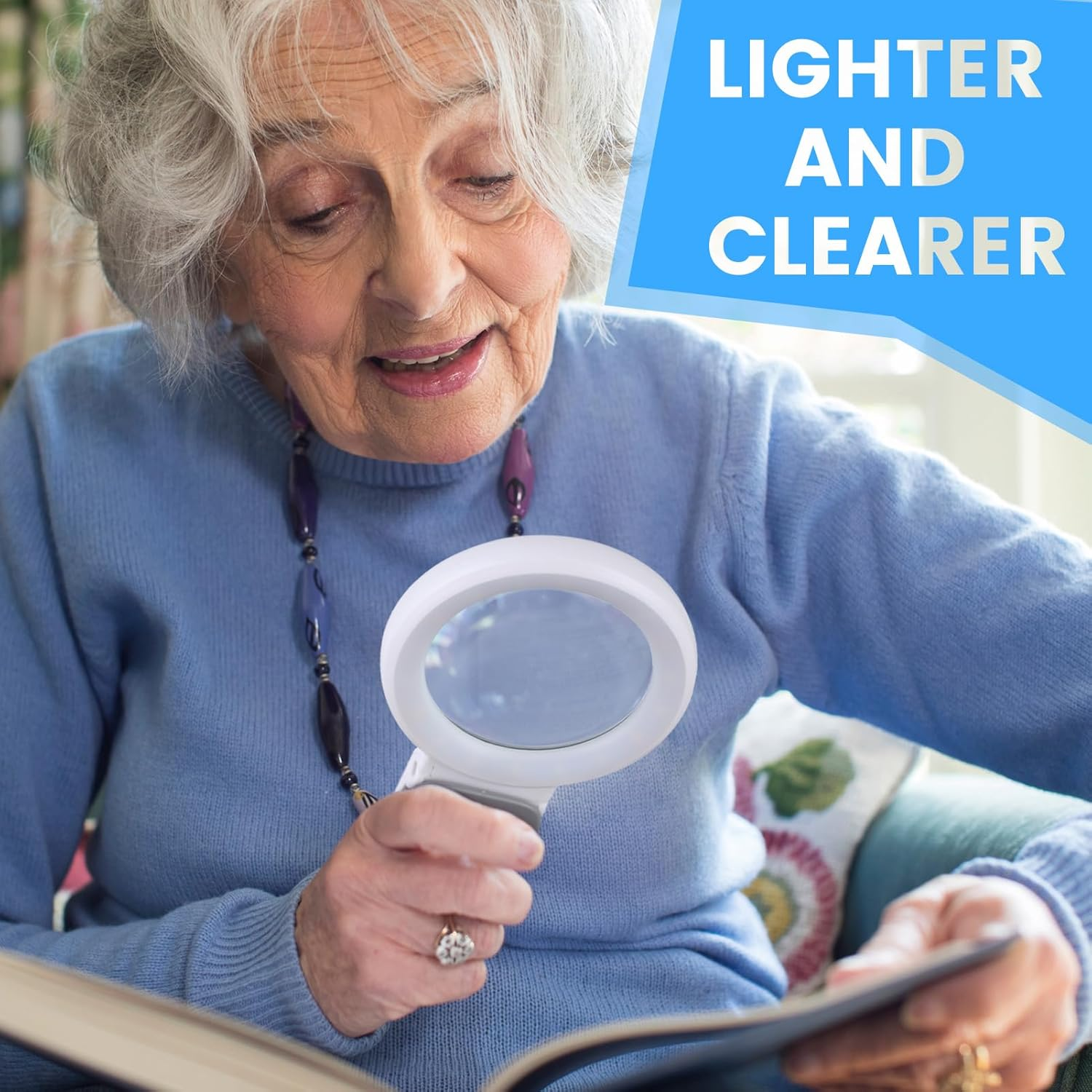 30X 10X Magnifying Glass with Light and Stand, Foldable Handheld Magnifying Glass 18 LED Illuminated Lighted Magnifier for Macular Degeneration, Seniors Reading, Close Work, Coins, Jewelry - Orange image number 3