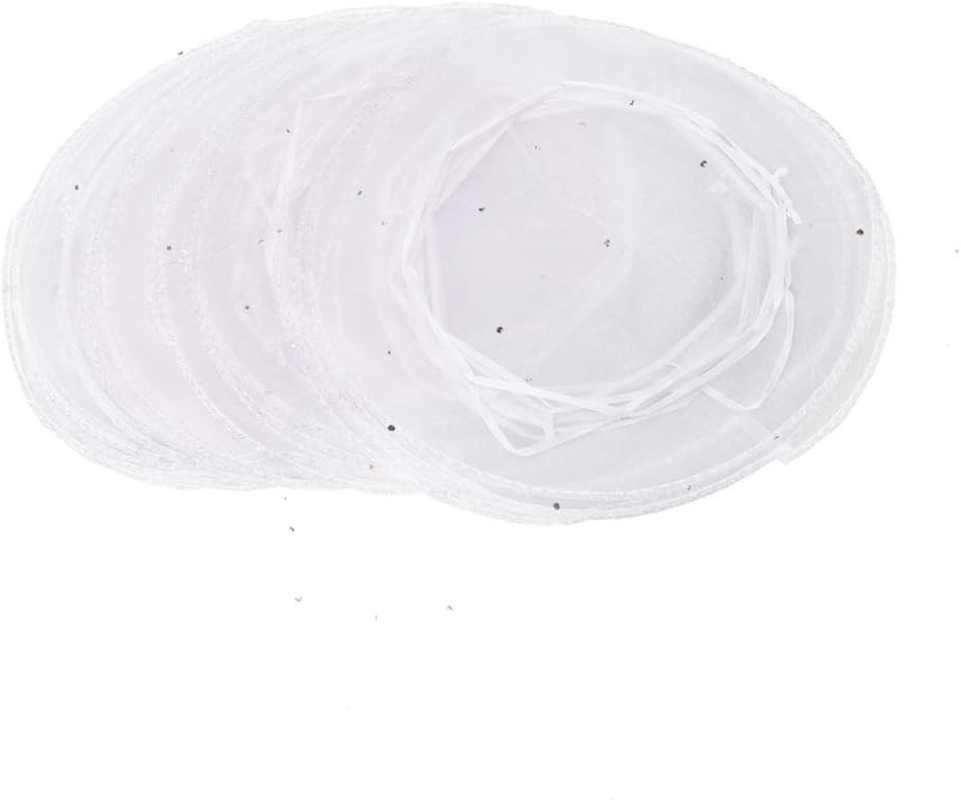 100Pcs White Organza Tulle Circles with Drawstring, 9.8 Inch round Organza Bags Jewelry Candy Pouch Christmas Wedding Party Favor Gift Bags image number 6
