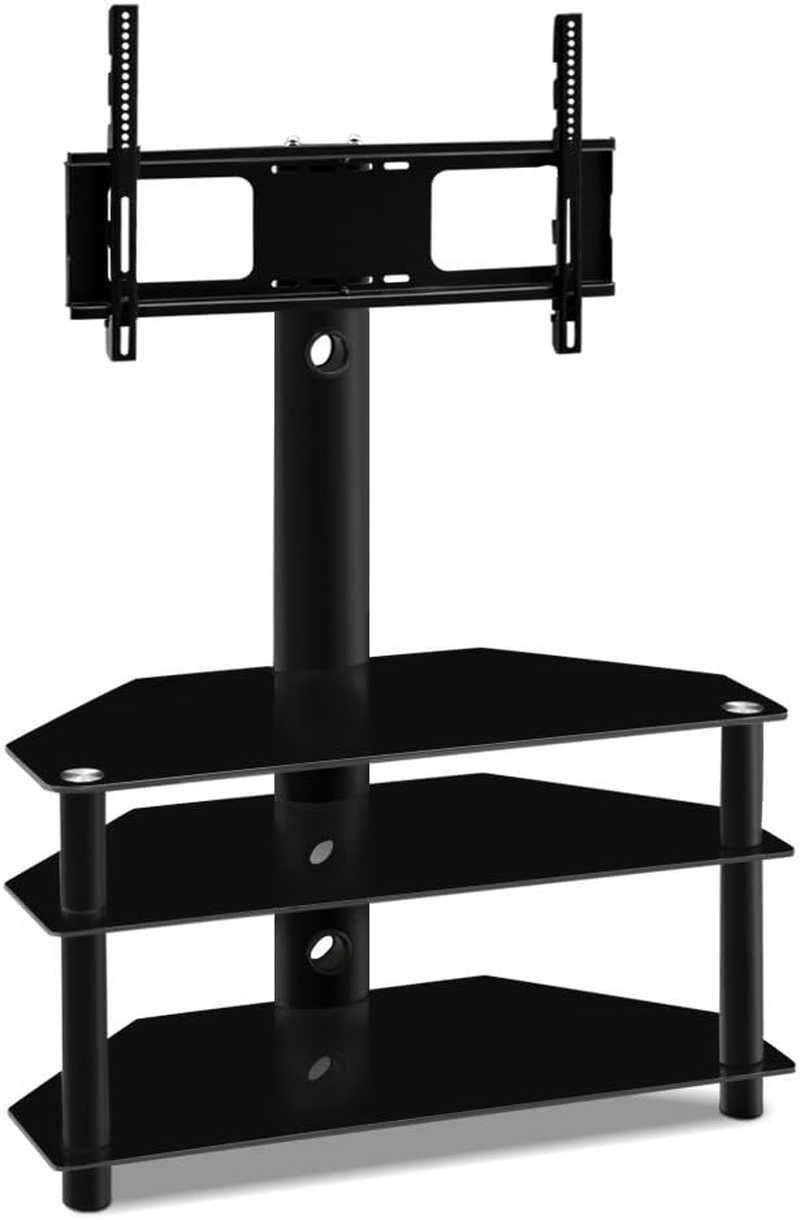 Artiss 32-60 Inch TV Stand, Adjustable Tvs Mount Bracket Storage Shelf Universal Mounting Brackets Floor Stands Home Entertainment Office Bedroom, with 3 Tier Shelves Black image number 2