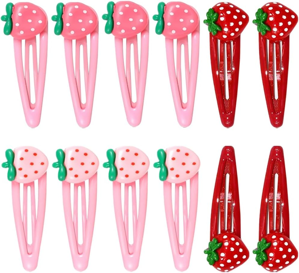 TRKETK 12 Pcs Strawberry Hair Clips, Pink Fruit Hairpin Metal Snap Hair Clips Y2K Retro Strawberry Accessories Sweet Gift Decorative for Everyday Styling (Three Colors) image number 5