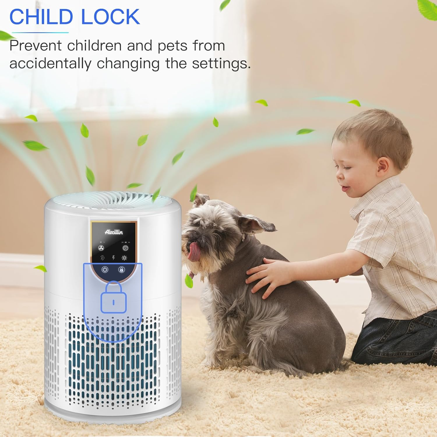 Aircillin Air Purifiers for Home Bedroom, H13 True HEPA Filter Air Cleaner Remove 99.97% 0.3 Micron Particles/Smoke/Pet Dander/Pollen/Odor/For Office, Dorm, Apartment, Kitchen (1-Pack AP0801) image number 2