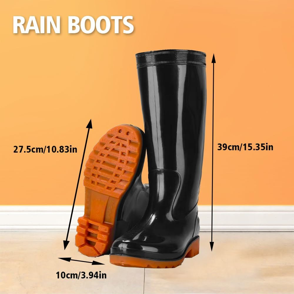 Rain Boots, Waterproof Work Shoes, Suitable for Sizes 8-9.5 image number 4