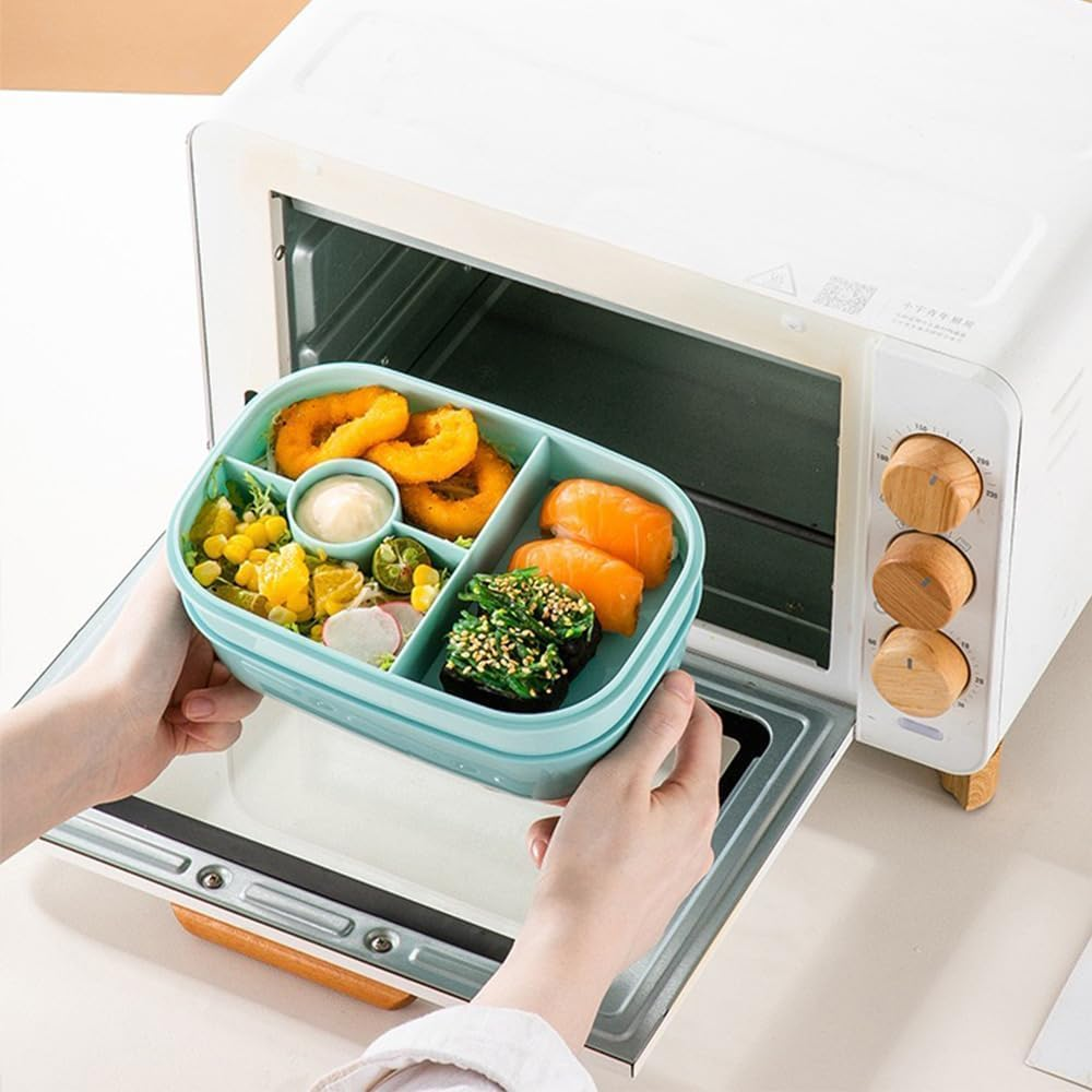 Bento Box for Adults - 3 Stackable Lunch Containers with Utensil Set, Modern Minimalist Design, Leak-Proof for Dining Out, Work, Picnic