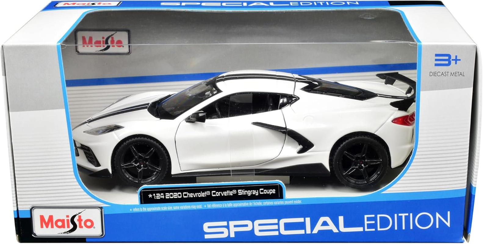 Maisto Chevrolet Corvette Stingray C8 High Wing 2020 White Model Car 1:24