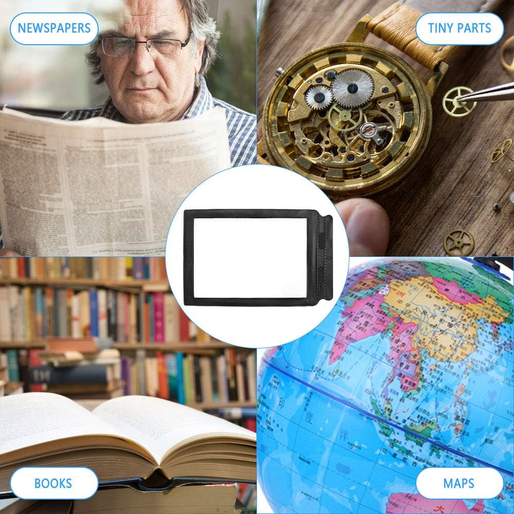 4 PCS A4 Full Page Magnifier Sheet Magnifying Glass Reading Aid Lens 3X Big for Seniors Old Mom Dad (Black) image number 2