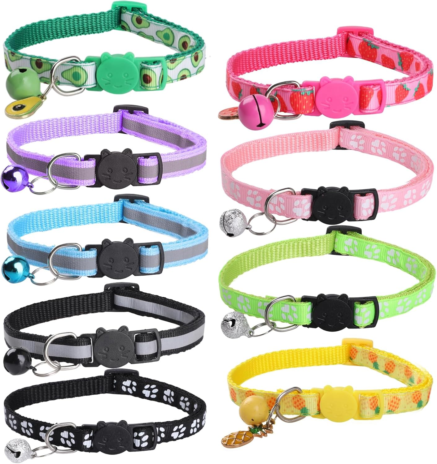 Bigqin 6 Pack Cat Collars with Bells, Adjustable Breakaway Cat Collars, Reflective Cat Collars for Girl Cats Male Cats Pet Supplies, 6 Colors image number 4
