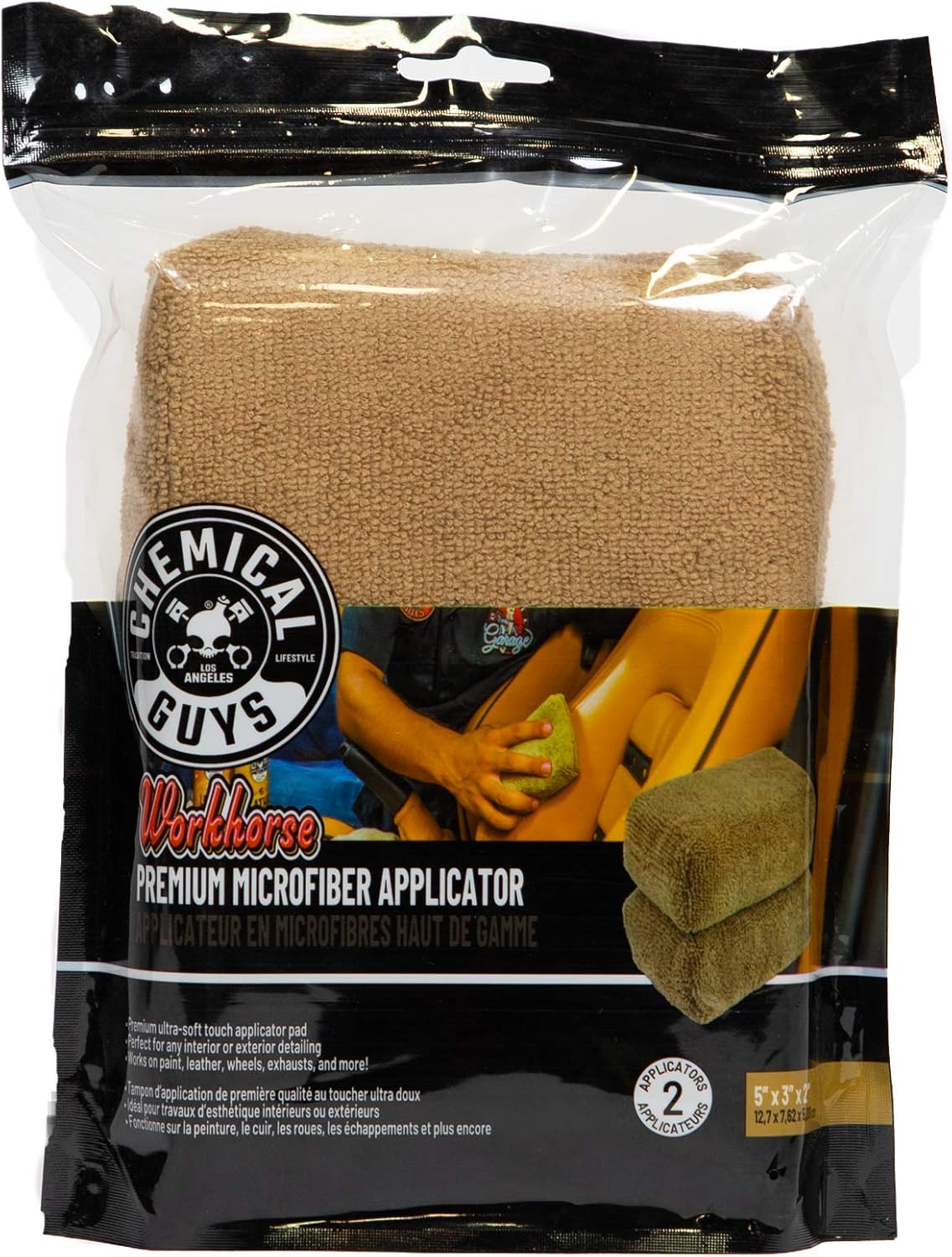 Chemical Guys Workhorse Premium Microfiber Applicator, Tan image number 3