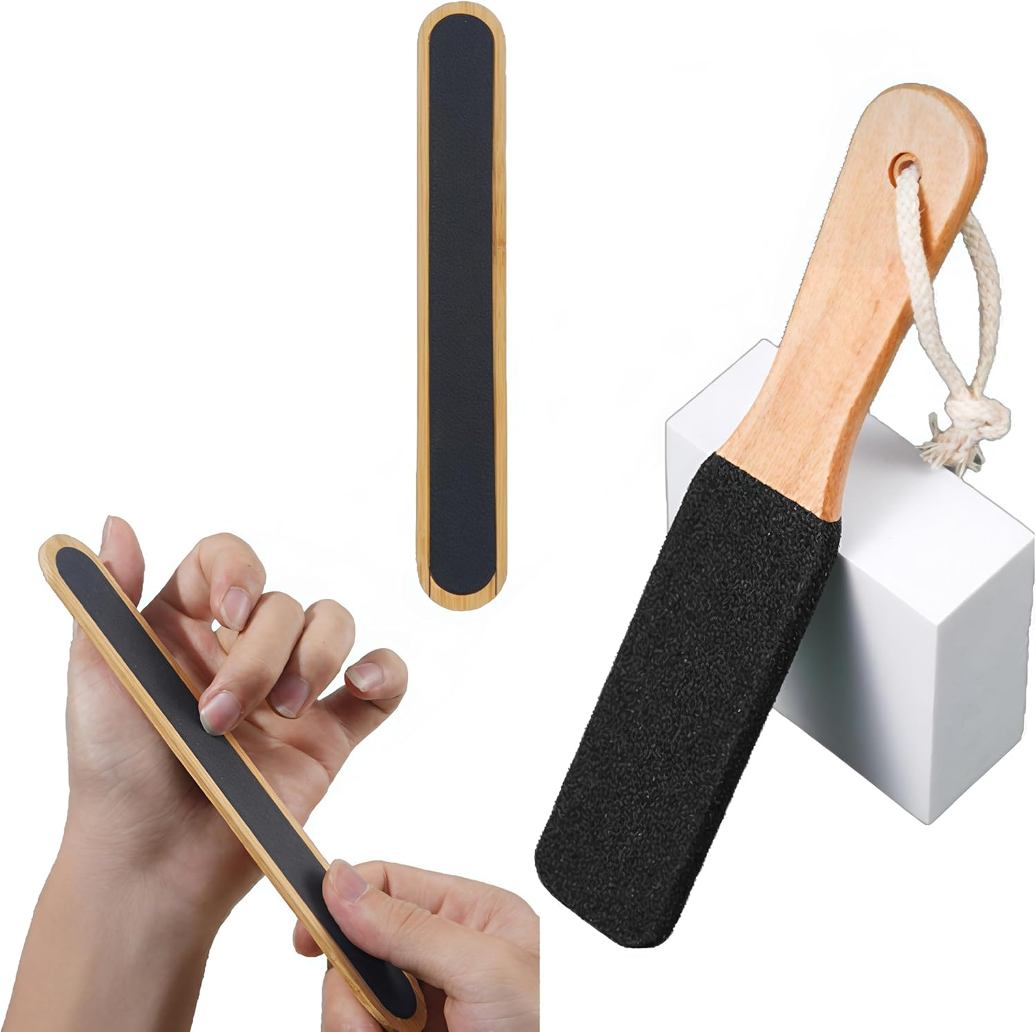 Father'S Day Ideal Gifts Foot Rasp Files&Nail Files Set Wooden Double-Sided Foot File with Bamboo Nail Buffer &ndash; Callus Remover, Dead Skin Exfoliator for Home Pedicure and Nail Care image number 6