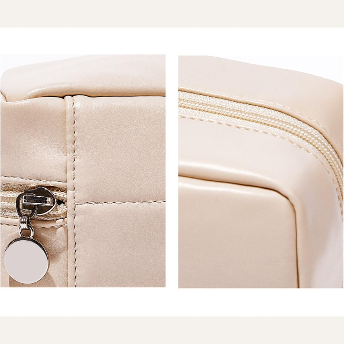 Volcano Structure Design Makeup Bag for Women, Portable Travel Storage, Large Capacity Cosmetic (Silver) - Apricot image number 2