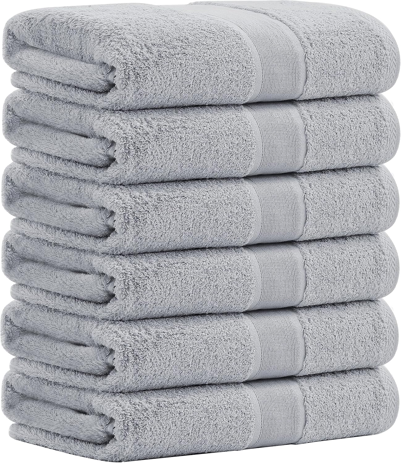 Aibaser Bath Towels, 27X54Inch - Natural, Ultra Absorbent Towels for Bathroom, Travel, Gym, Shower and Spa (6 Piece Set) (White, Bath Towels)