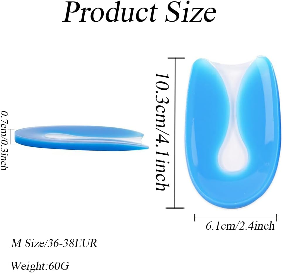 Elandy Silicon Gel U-Shaped Spur Cup Heel-Plantar Fasciitis Cushion Remission Correction U-Shaped Heel Pad S, M - L image number 6