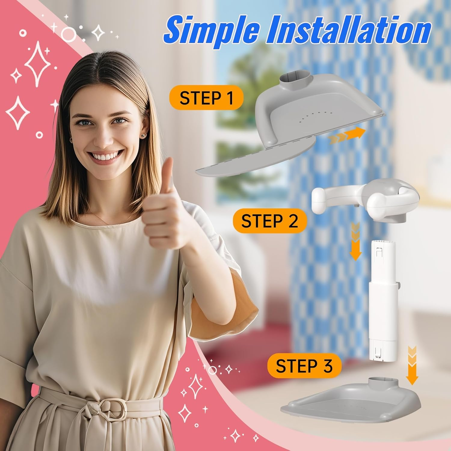 Baby Shower Standing Support, Adjustable Toddler Bath Stand with anti Slip Baseboard, for Changing Clothes, Bathing by Standing up Themselves, Shower Holder Maker Idea 8-36 Months image number 6