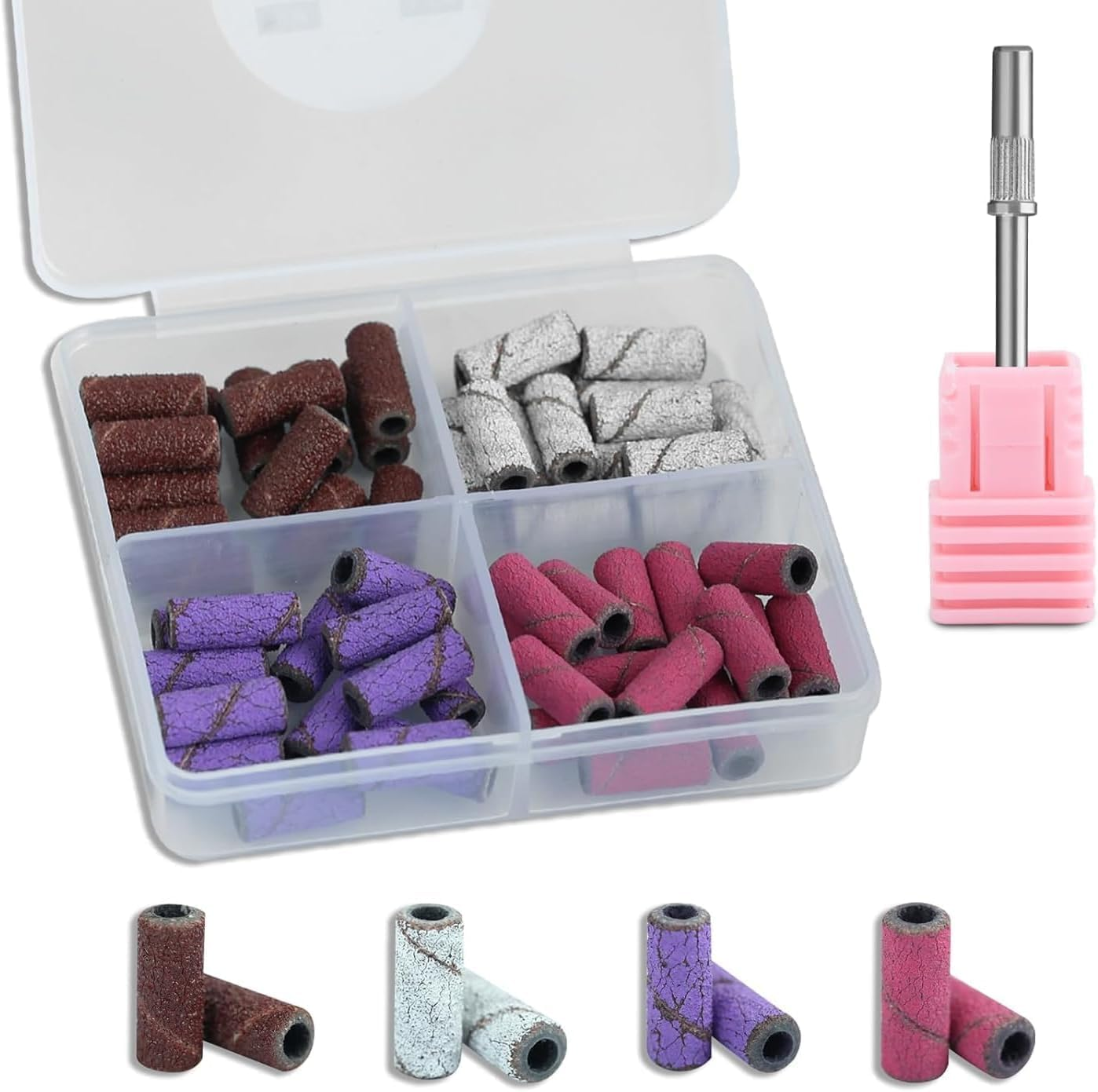 60Pcs 3Mm Mini Sanding Bands with Mandrel Nail Drill Bits 80 120 180 240 Grit for Acrylic Gel Nails Manicure Pedicure image number 4