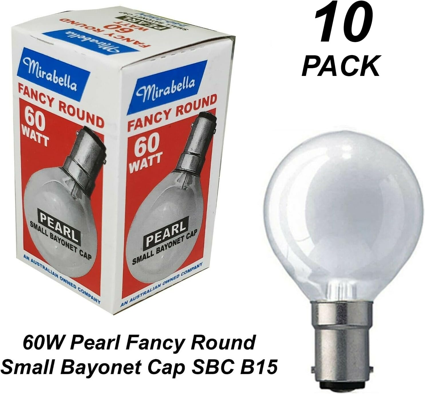 10 X 60W Pearl Fancy round Light Globes Bulbs Lamps B15 Small Bayonet Cap SBC Dimmable image number 2