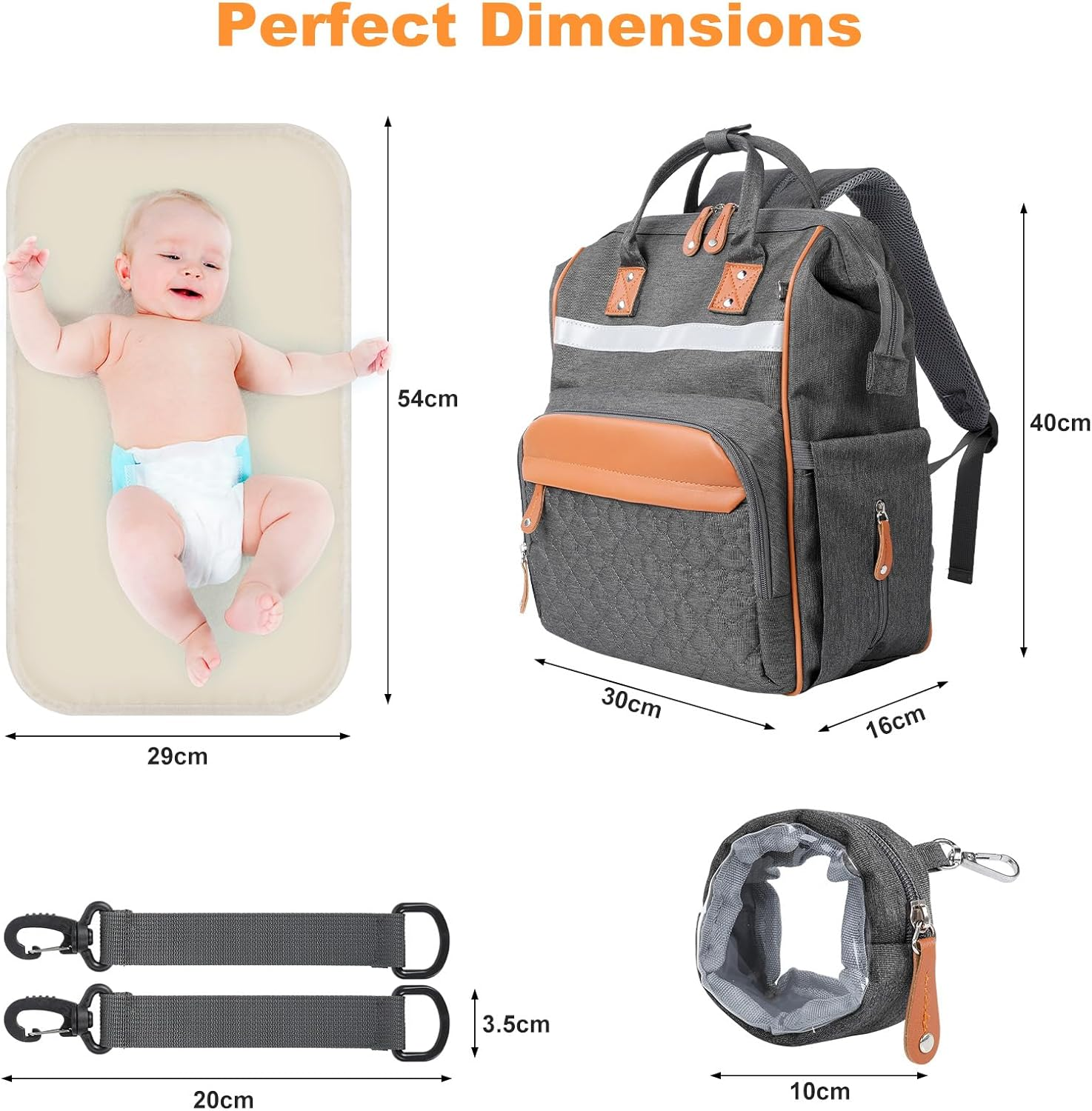 Romon Changing Bag, Baby Changing Backpack, Casual Backpack, Changing Bags, Large Changing Backpacks, Mommy Bag, Nappy Bag with Multifunctional Baby Bags/Mobile Changing Mat/Pram Straps for Mum Dad image number 2
