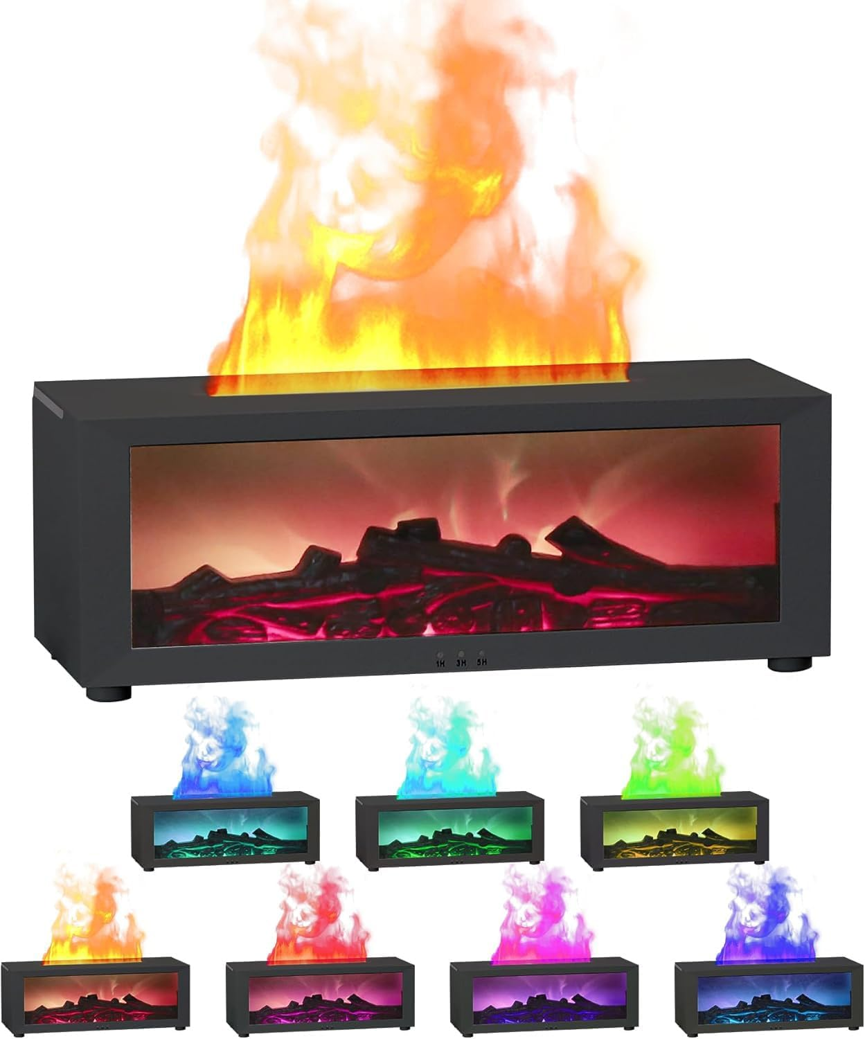 Humidifier - Fireplace Flame Air Diffuser Humidifier with 7 Colors, Timer, Flame Lamp, Super Quiet Design - Ideal Air Humidifier for Home,Bedroom,Office,Yoga image number 6