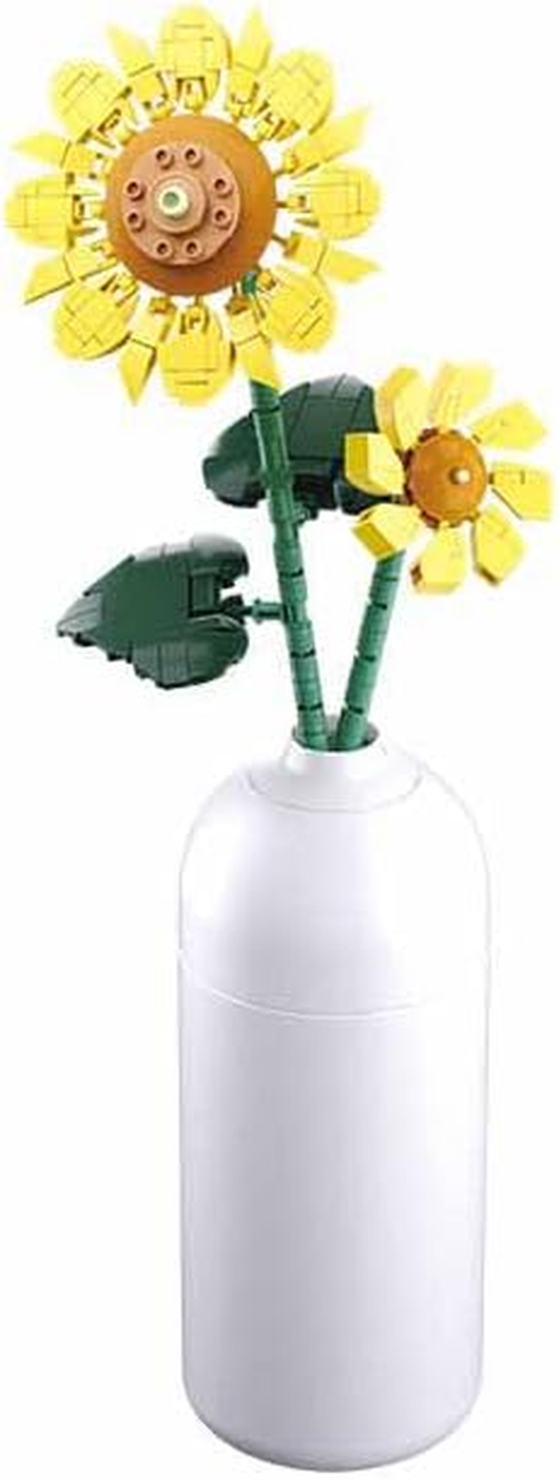 Stuban Building Block Sunflower Set, Creative Life Building Blocks, 16.9 Inch Height, with White Vase, Gift Idea, M38-B1101-10 image number 2