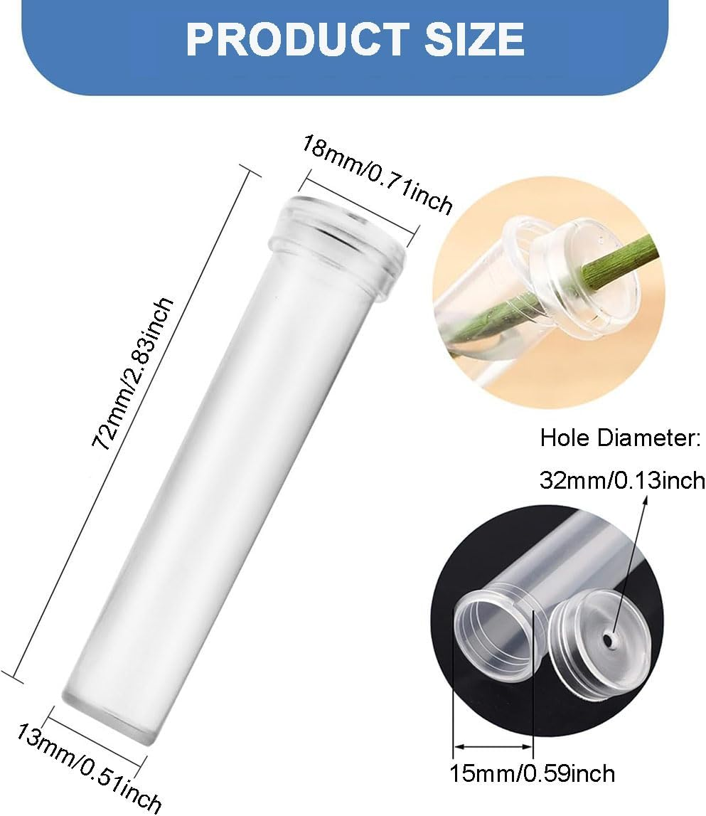 50 Pcs Floral Water Tubes, Leak-Proof Flower Stem Holders for Wedding Centerpieces, Home Decor, Artificial Arrangements - 72Mm Reusable Tubes image number 2