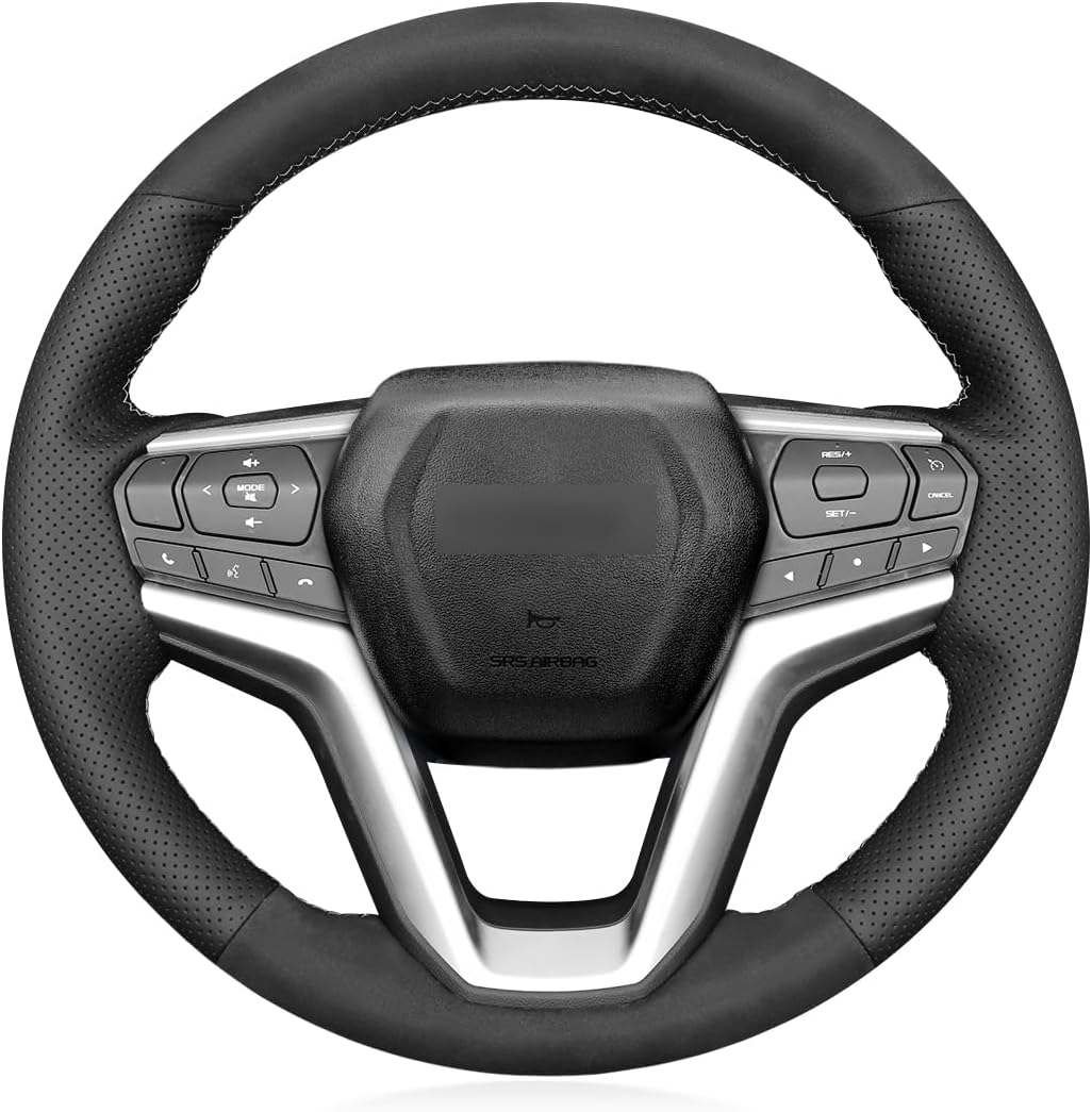 MEWANT Car Steering Wheel Covers for Isuzu D'Max 2021-2023 Hand-Stitched Car Steering Wrap