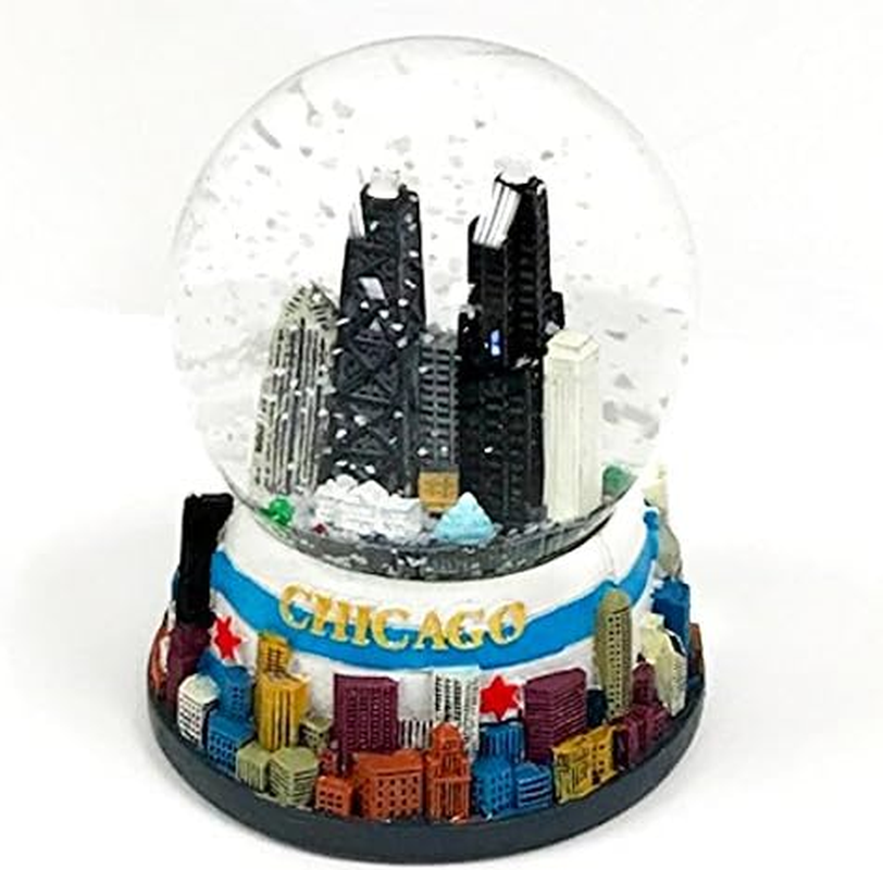 Chicago Flag and Skyline Snow Globe - 3 1/2 In.