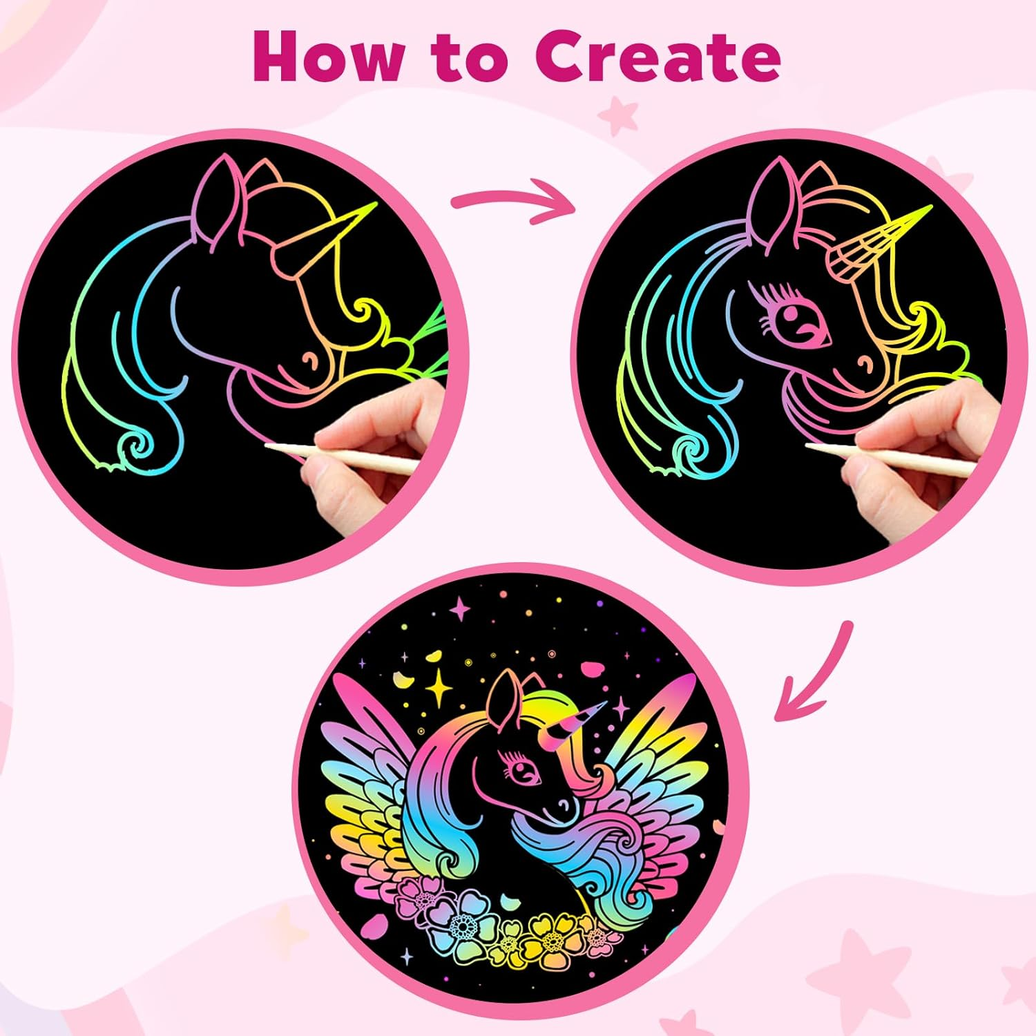 ZMLM Scratch Paper Art-Crafts Notebook: 2 Pack Bulk Rainbow Magic Paper Supplies Toys for 3 4 5 6 7 8 9 10 Years Old Girls Kids Favors Gifts for Birthday Halloween Christmas Party Games Projects Kits