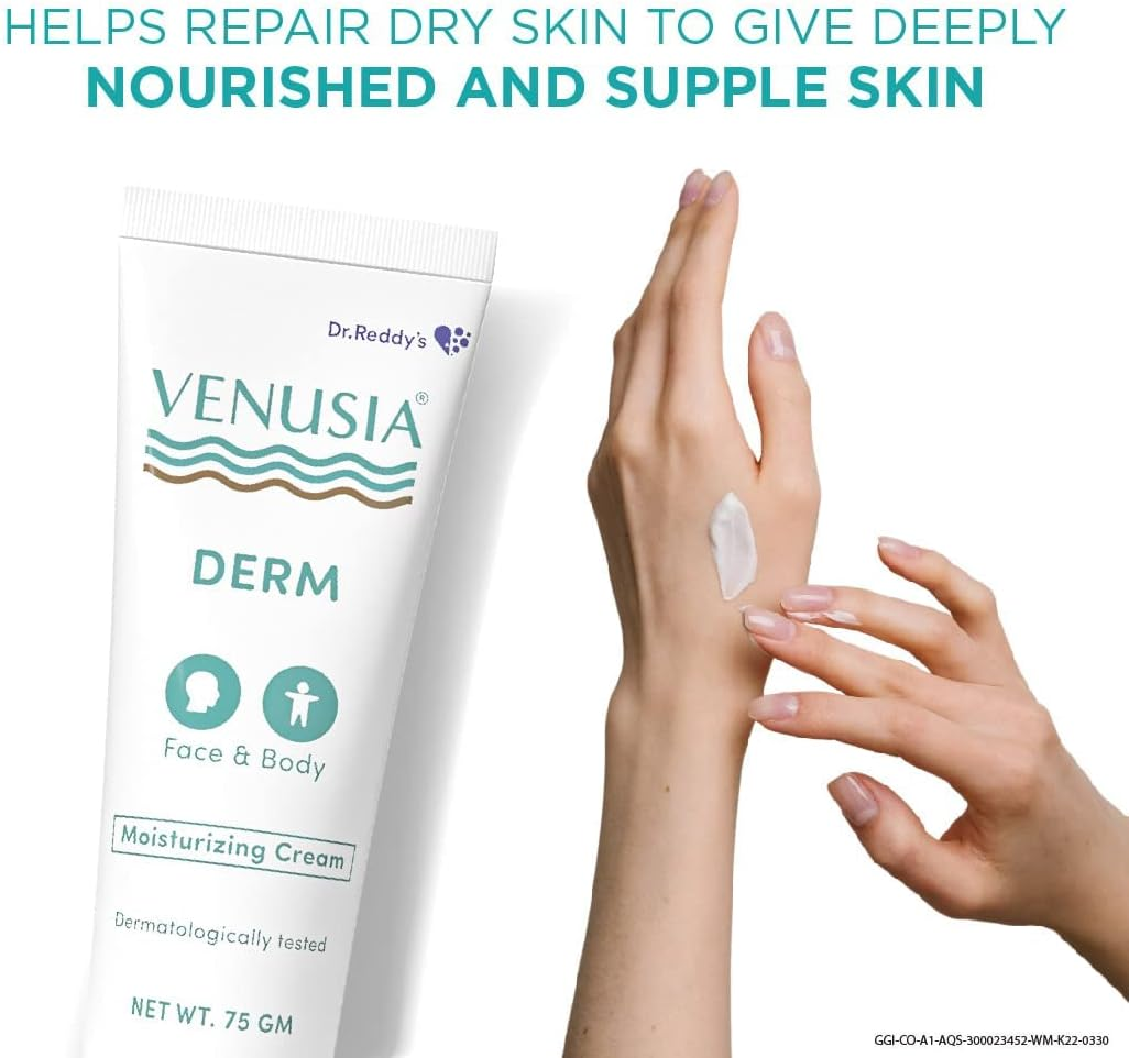 VENUSIA Dr Reddy'S Derm Moisturizing Lotion for Face and Body,Repairs and Nourishes Dry Skin,Relieves Minor Itching and Irritation,Moisturization and Hydration That Lasts up to 10 Hours,Pack of 1 image number 1