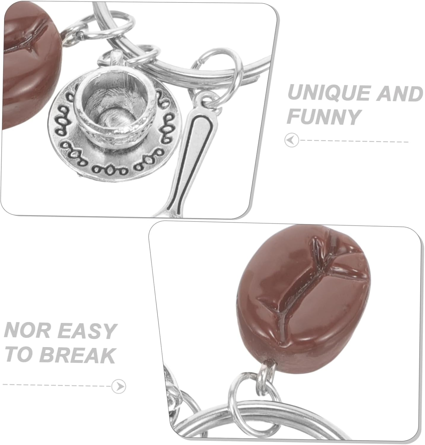 COSMEVIVI Cute Coffee Bean Keychain for Coffee Lovers Vintage Key Ring Carabiner Keychain Men Women image number 5