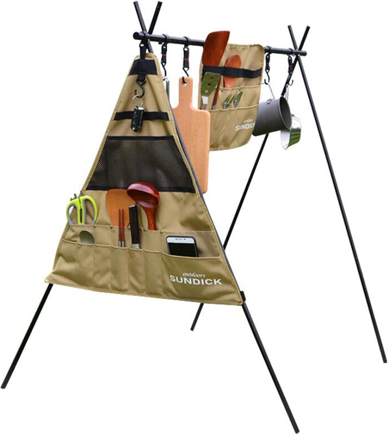 Bivouac Kitchen Cooking Utensil Tableware Travel Organizer Cook Accessories Portable Bag for BBQ Camping Hiking Travel Cookware Organizer Hanging Bag, Triangle Small image number 6