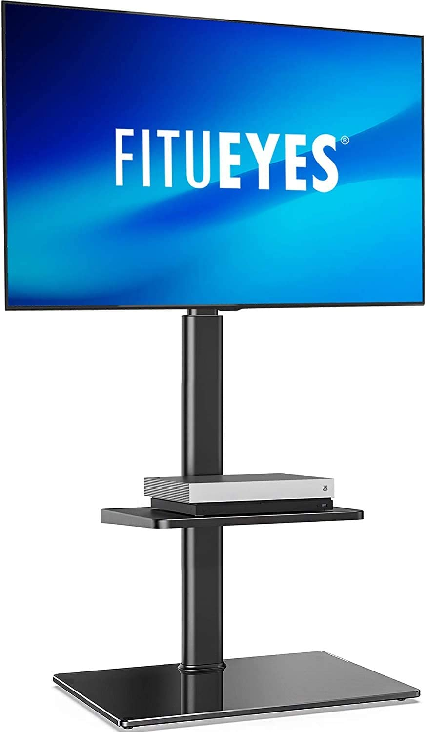 FITUEYES TV Stand with Mount for 32 to 60 Inch Flat Curved Screen Swivel and Height Adjustable with Cable Management Max VESA 600X400 Mm(Black) image number 2