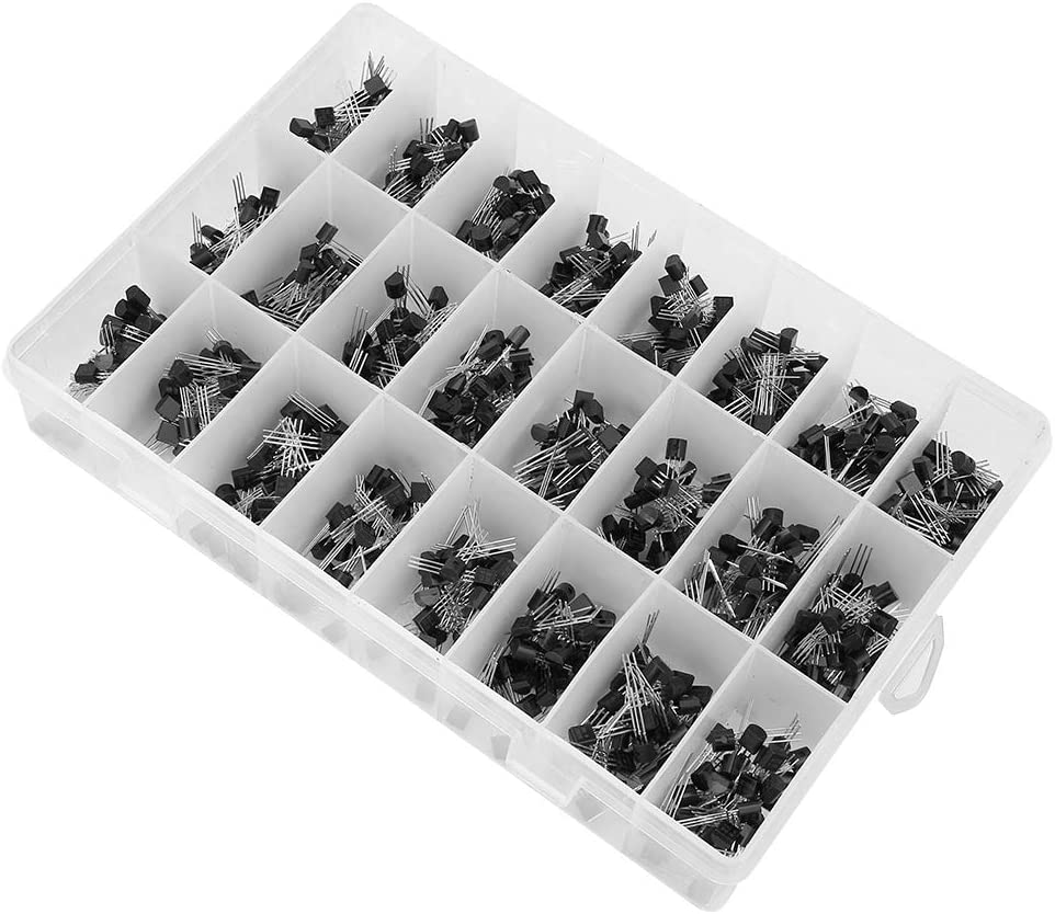 Three Pin Transistor, 840Pcs NPN PNP TO-92 2N2222A-BC558 Transistor Assortment DIY Kit Electronic Component Assortment Kit Assorted Transistor
